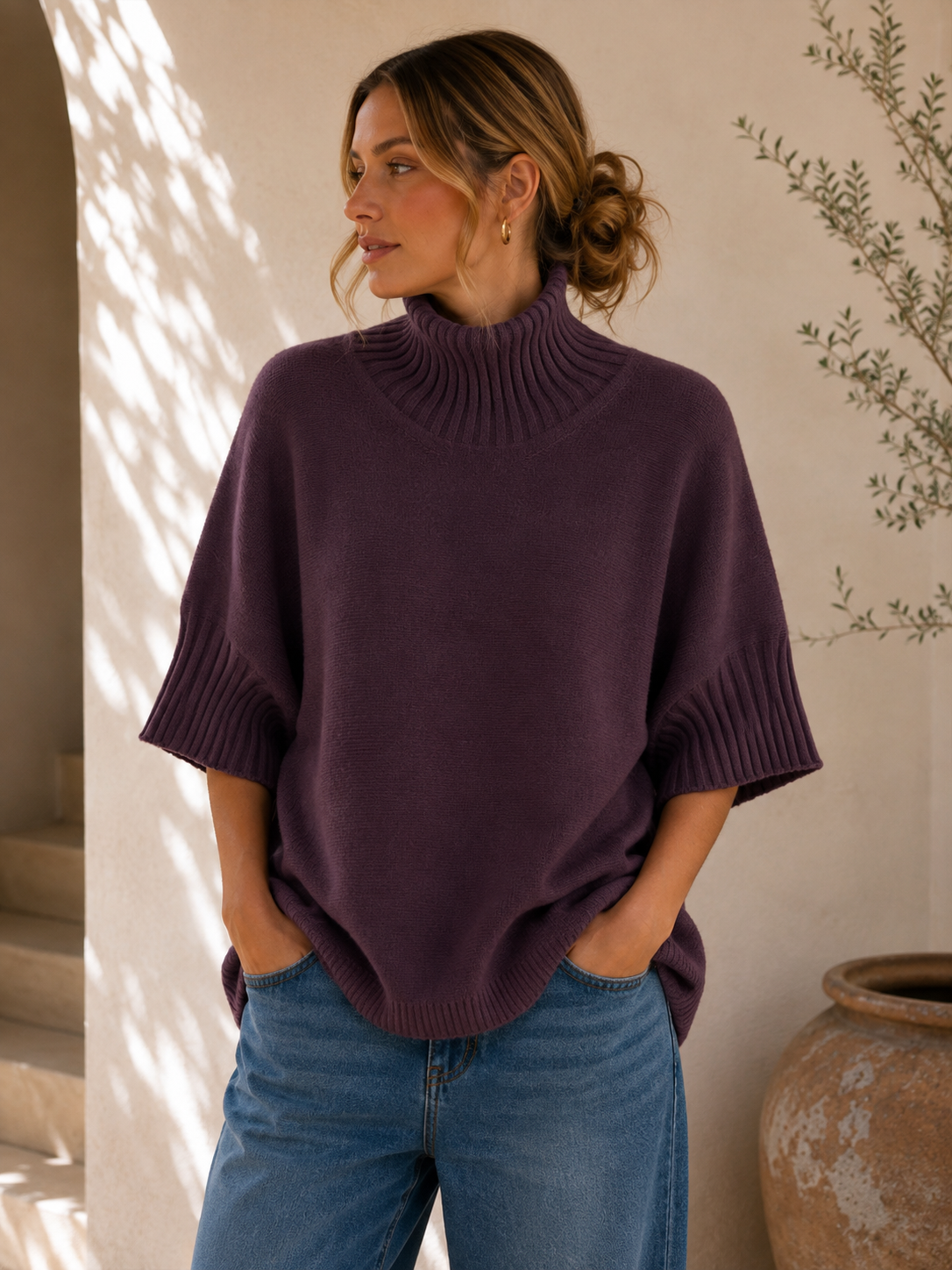 Strickpullover mit Stehkragen & Rippenstrick I NO. SP0017 I Made in Italy 34-42/44
