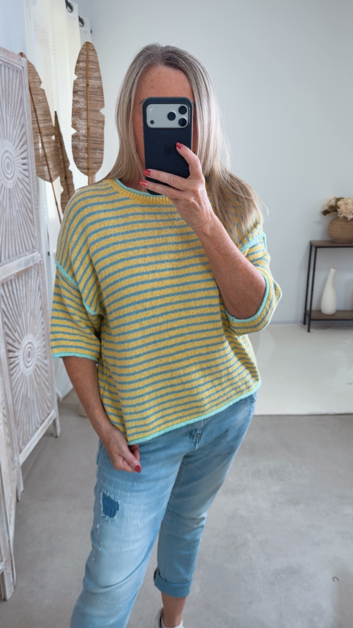 Strickshirt Salo Stripes Made in Italy 34-42 Kurzarm Pullover