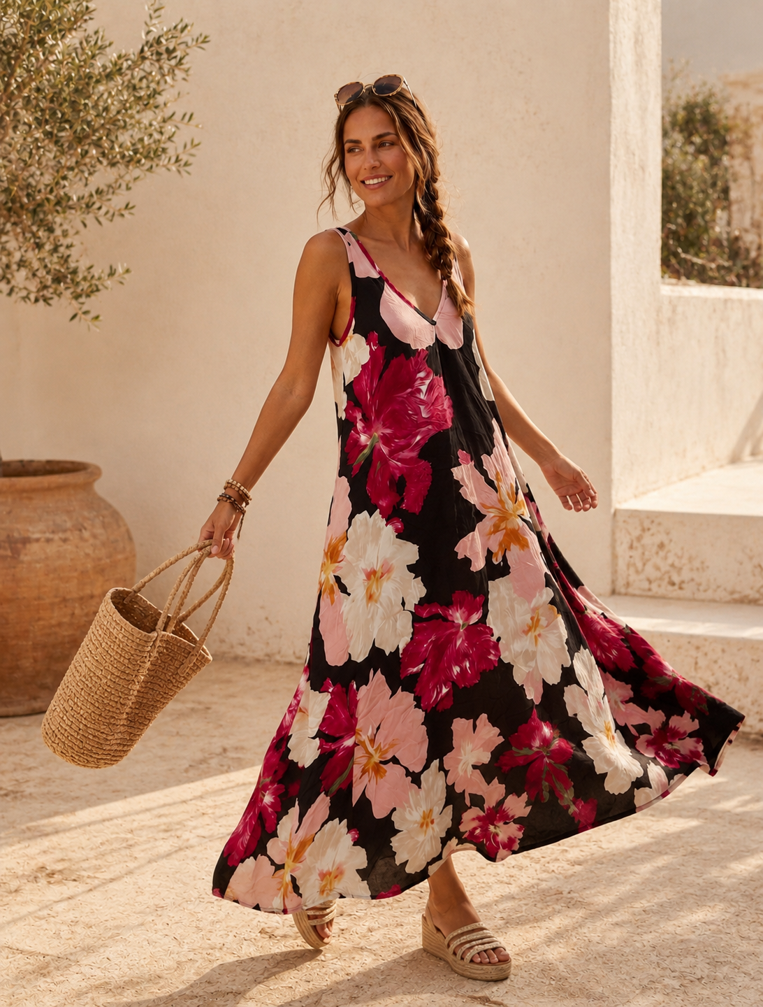 Maxikleid Bali – Made in Italy  Trendiges Leo-Kleid mit Taschen | Passend bis Größe 42/44 PRE ORDER