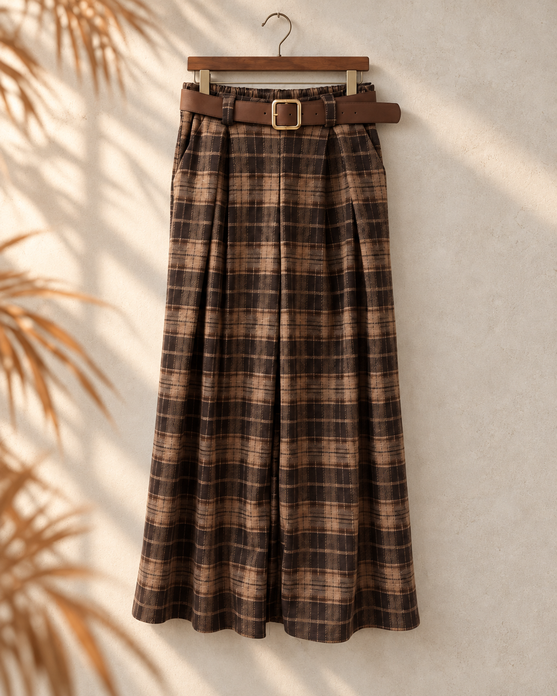 Flanell-Karohose mit Gürtel I H0143 I 34-42 I Made in Italy