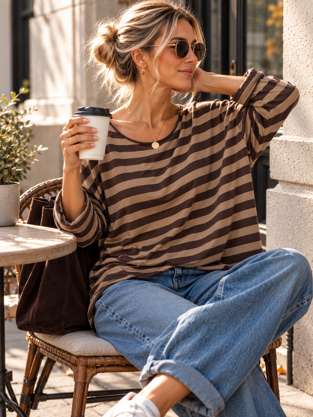 Longsleeve mit Streifen I LS0039 I Made in Italy 34-42
