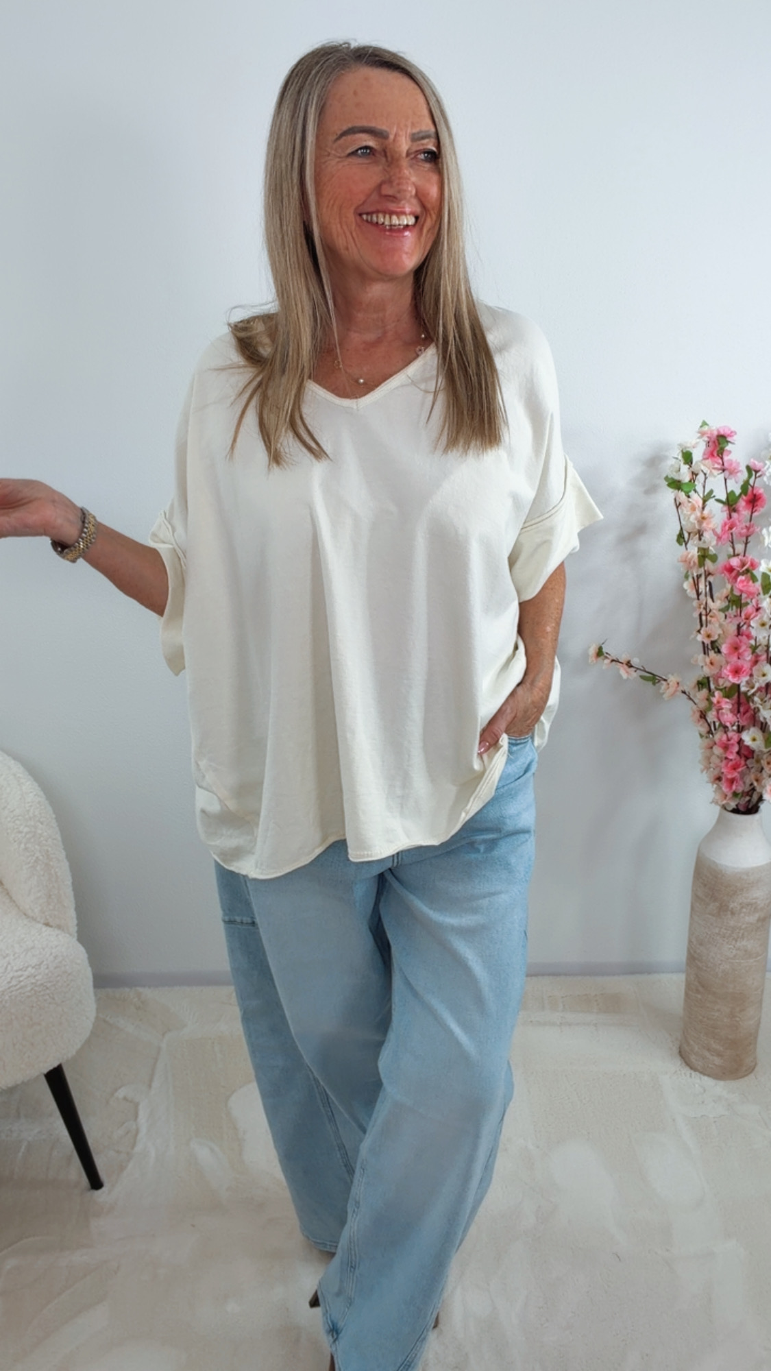 💙✨ T-Shirt Xavirella Raw Cut Nähte Made in Italy 34-42/44