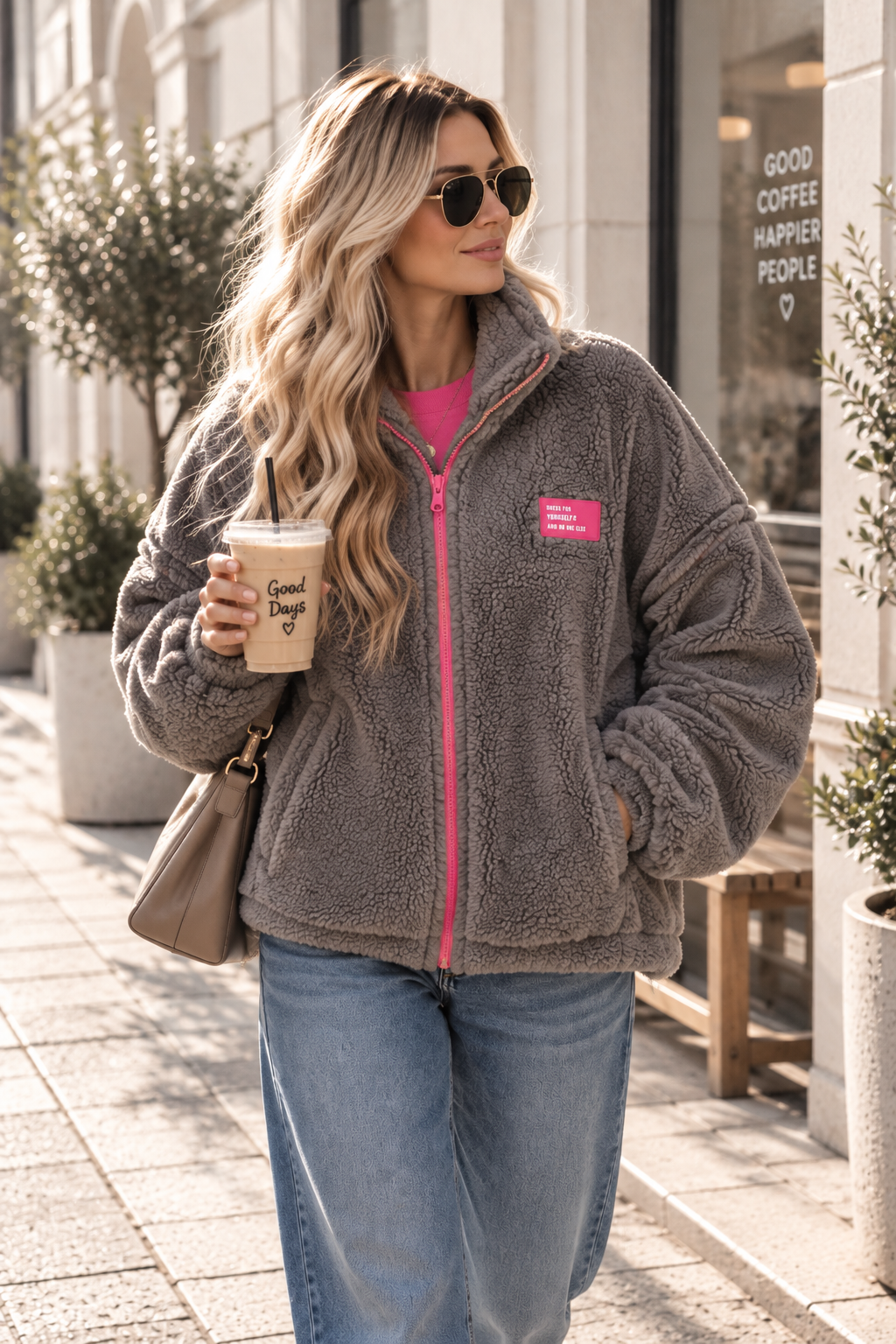 Oversize Teddyjacke mit Patch – Made in Italy | bis ca. Gr. 44 | TJ0092