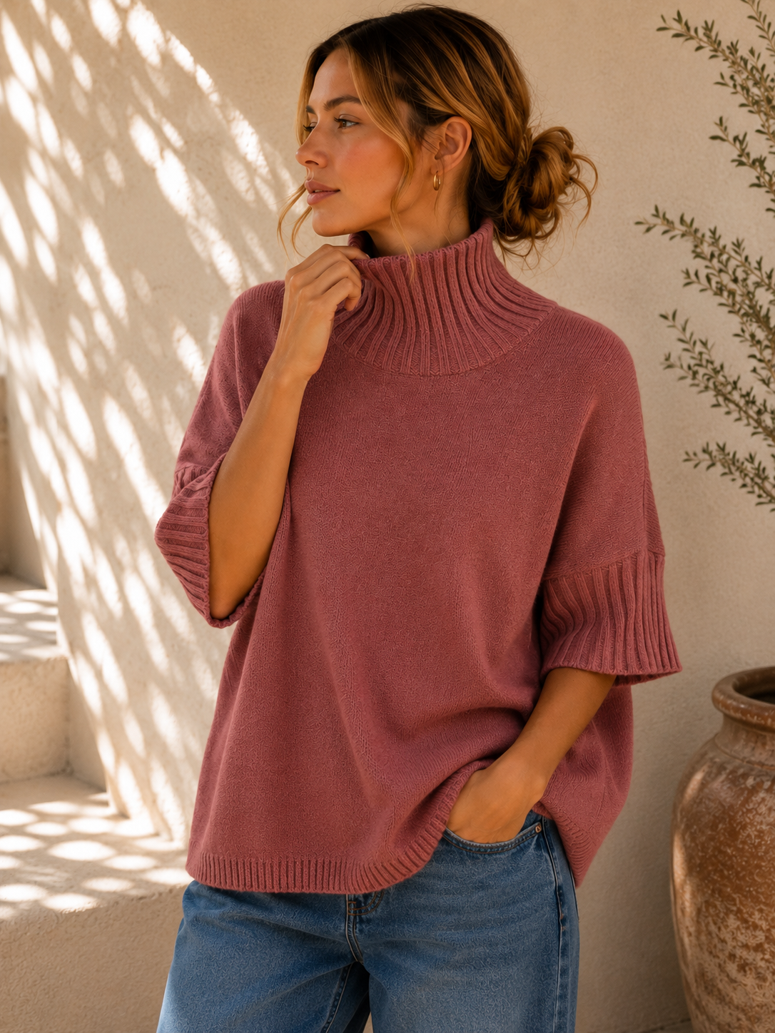 Strickpullover mit Stehkragen & Rippenstrick I NO. SP0017 I Made in Italy 34-42/44