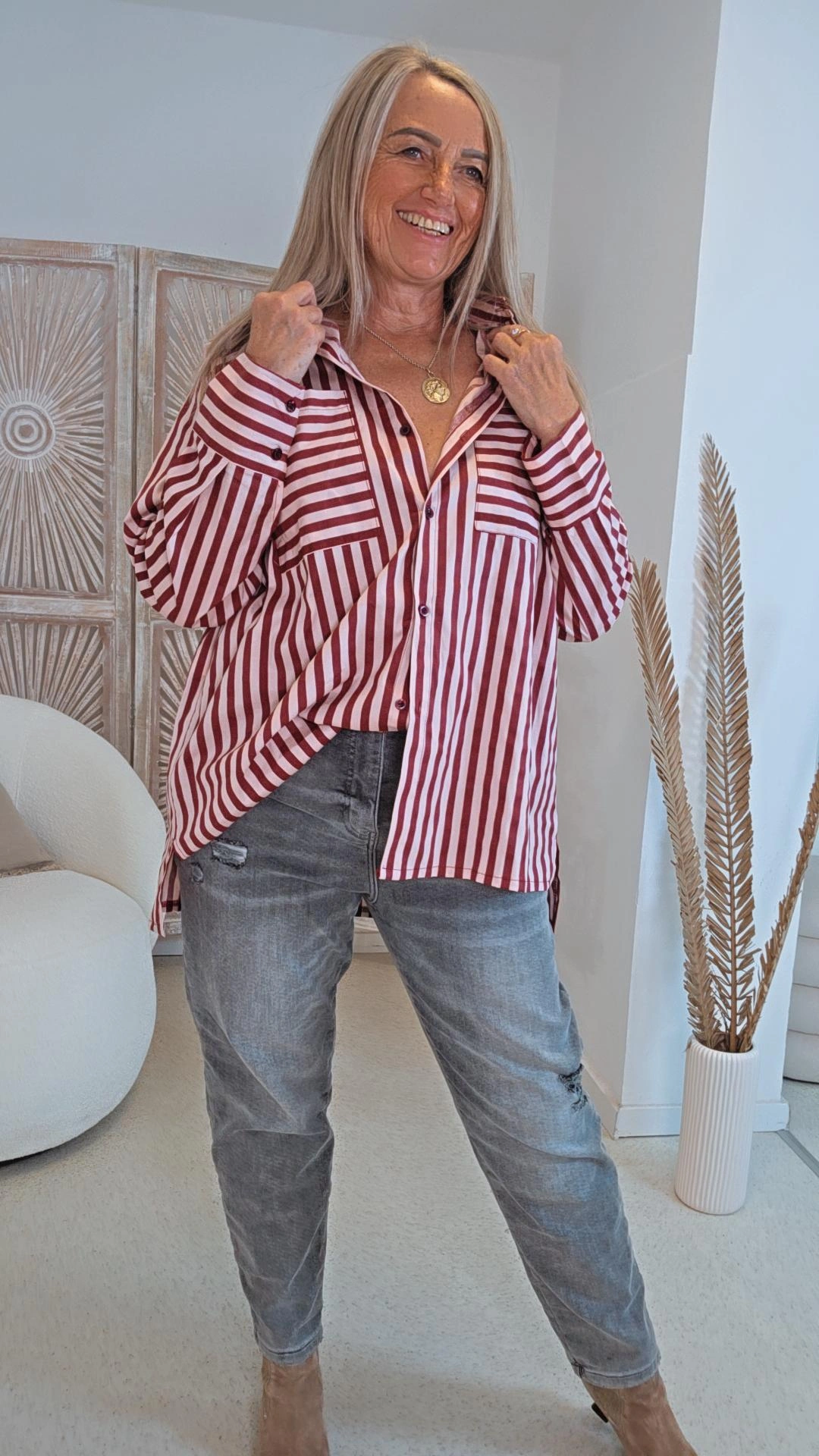 BLUSE COLMAR STREIFEN Made in Italy 34 - 44
