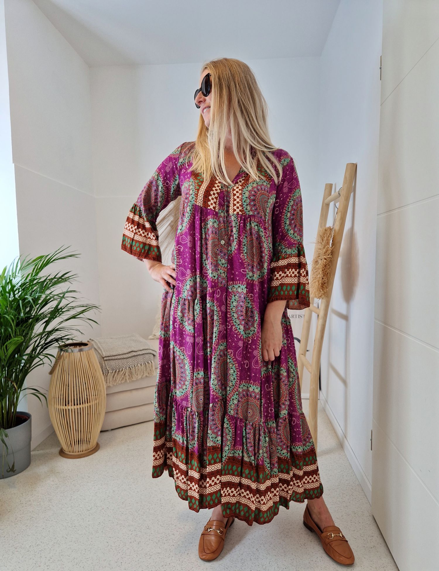 MAXI TUNIKA DRESS MICAELA PINK 34-42 Made in Italy langes Kleid Hängerchen Tunikakleid MAXI TUNIKA DRESS MICAELA PINK 34-42 Made in Italy langes Kleid Hängerchen Tunikakleid