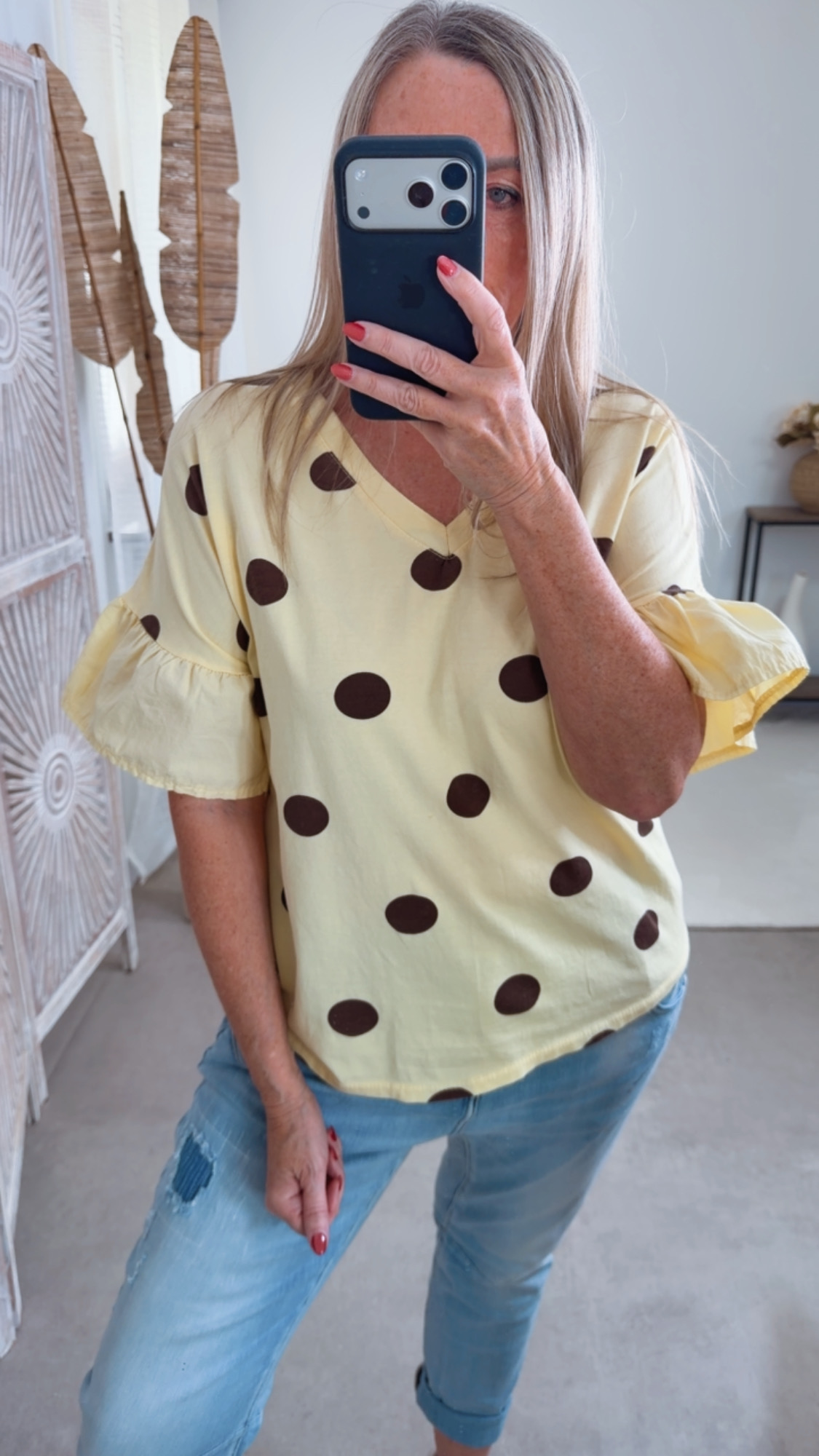 Polka Dots-Shirt „Bellagio“ – Made in Italy 🌸 Größe 34 bis 40/42