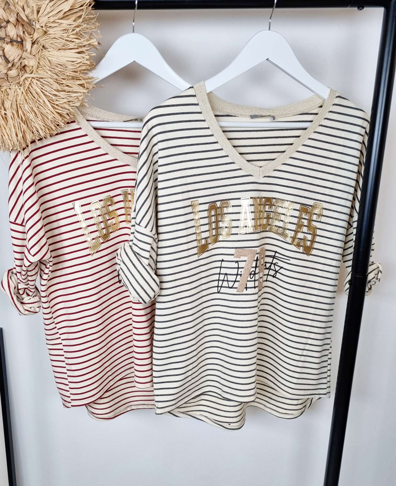 BASIC SHIRT LOS ANGELES STRIPES GLAMOUR ANTHRAZIT Streifen Longsleeve 34-42 Made in Italy Anthrazit BASIC SHIRT LOS ANGELES STRIPES GLAMOUR ANTHRAZIT Streifen Longsleeve 34-42 Made in Italy Anthrazit