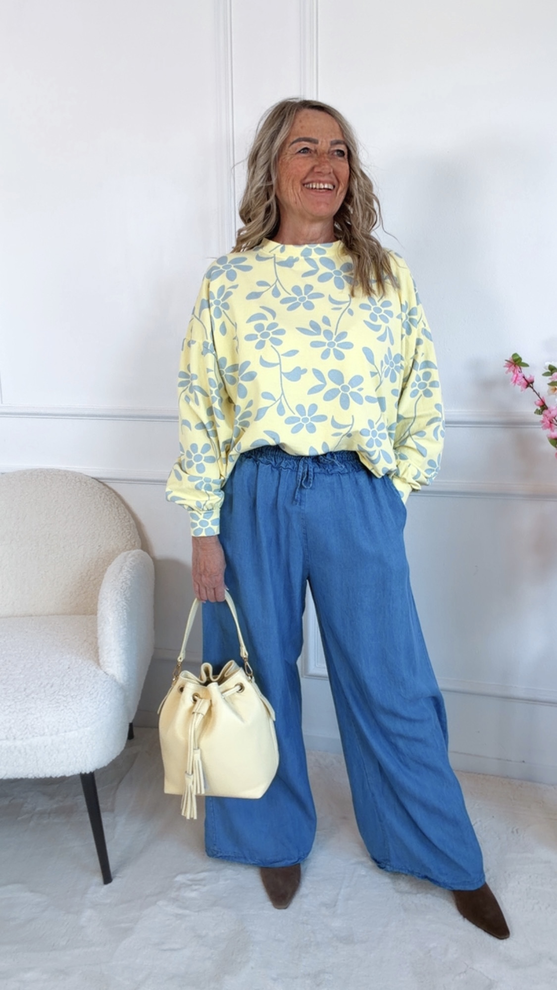 🌼✨ Sweatshirt Maravella Blumen Made in Italy 34-42