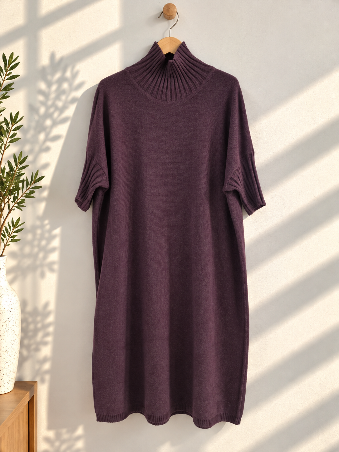 Strickkleid mit Stehkragen Uni SK0018 I Made in Italy 34-44