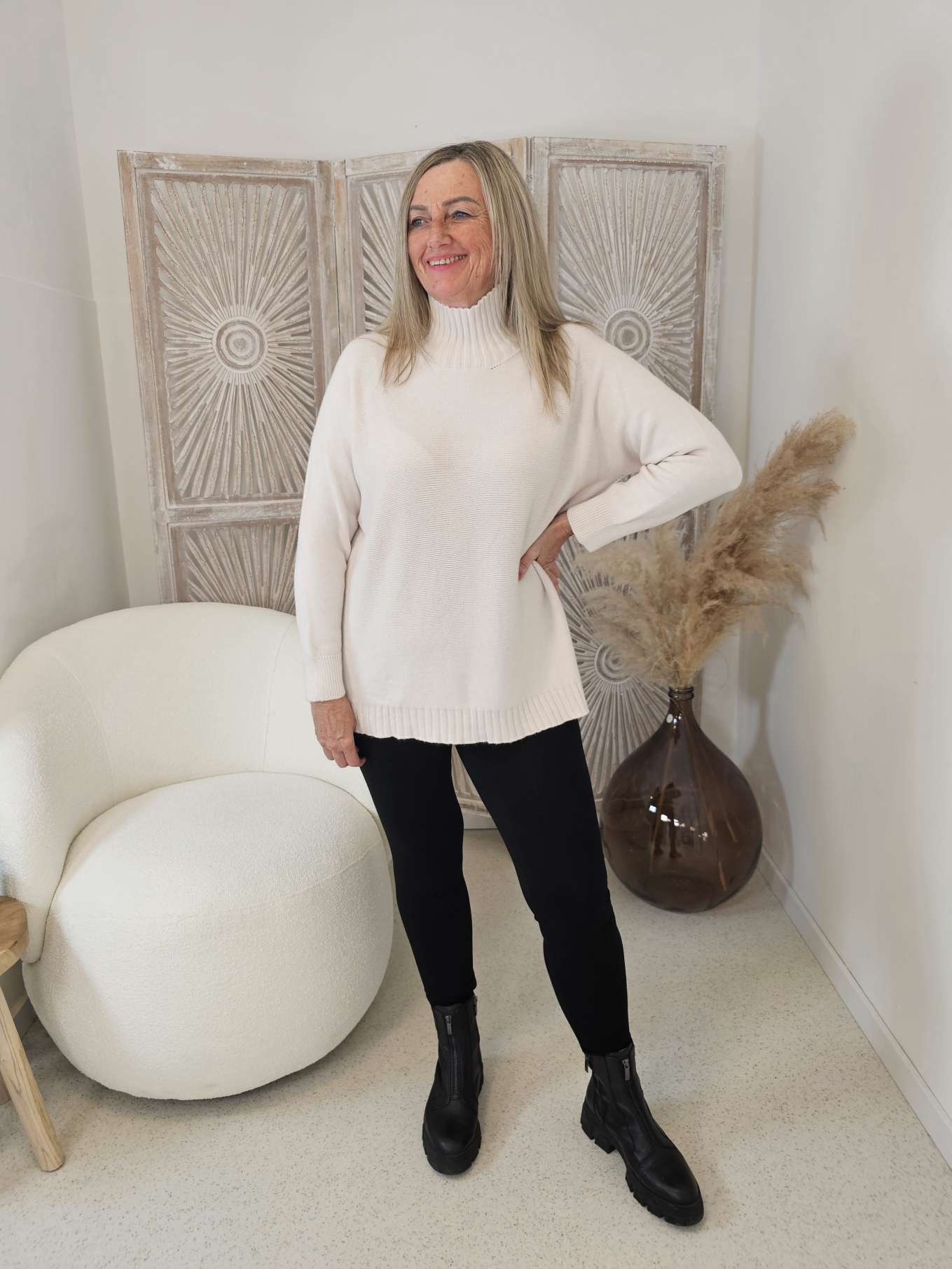 LIGHT KNIT SWEATER ALISON Stehkragen Oversize 34- 42 Made in Italy Pullover LIGHT KNIT SWEATER ALISON Stehkragen Oversize 34- 42 Made in Italy Pullover