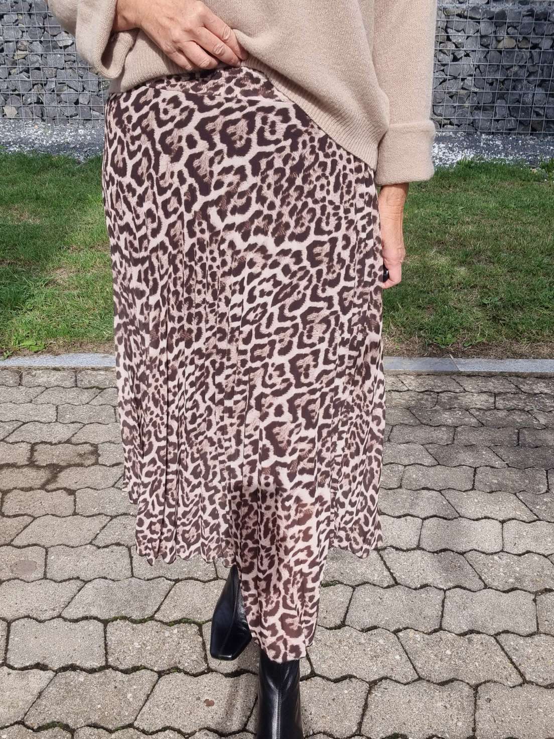 PLISSEE SKIRT SARABI LEO CREME Midi Rock Made in Italy 34-40 PLISSEE SKIRT SARABI LEO CREME Midi Rock Made in Italy 34-40