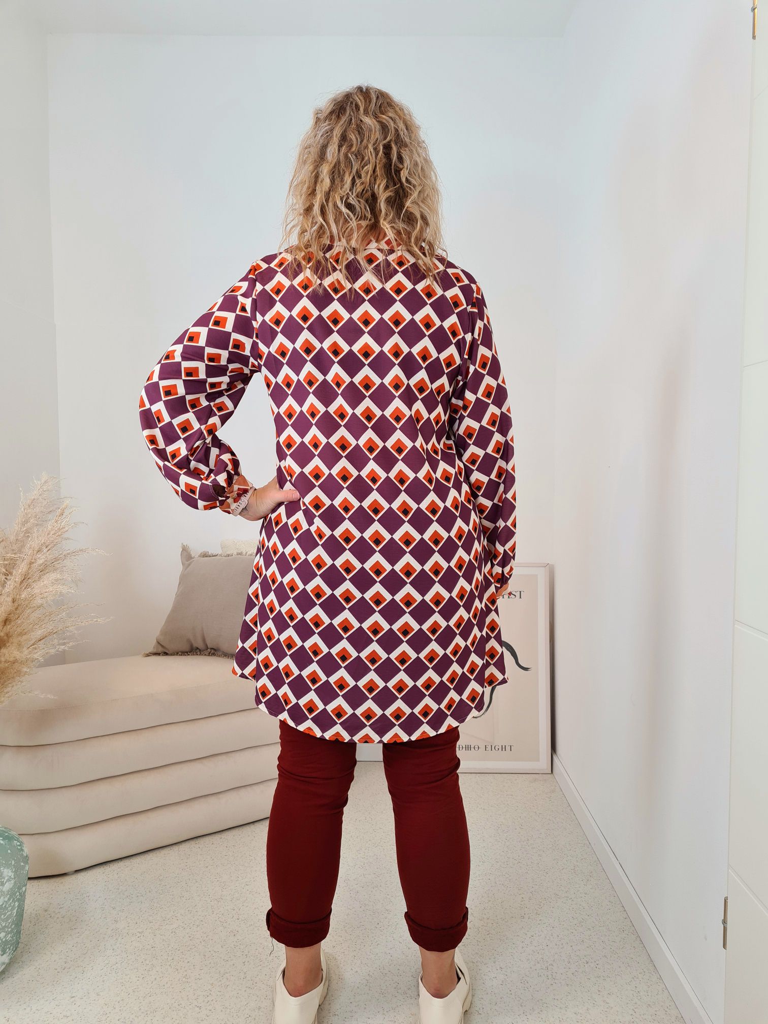 LONG BLUSE ELDORA PURPLE A-Form Kleid Made in Italy 34-40/42 LONG BLUSE ELDORA PURPLE A-Form Kleid Made in Italy 34-40/42