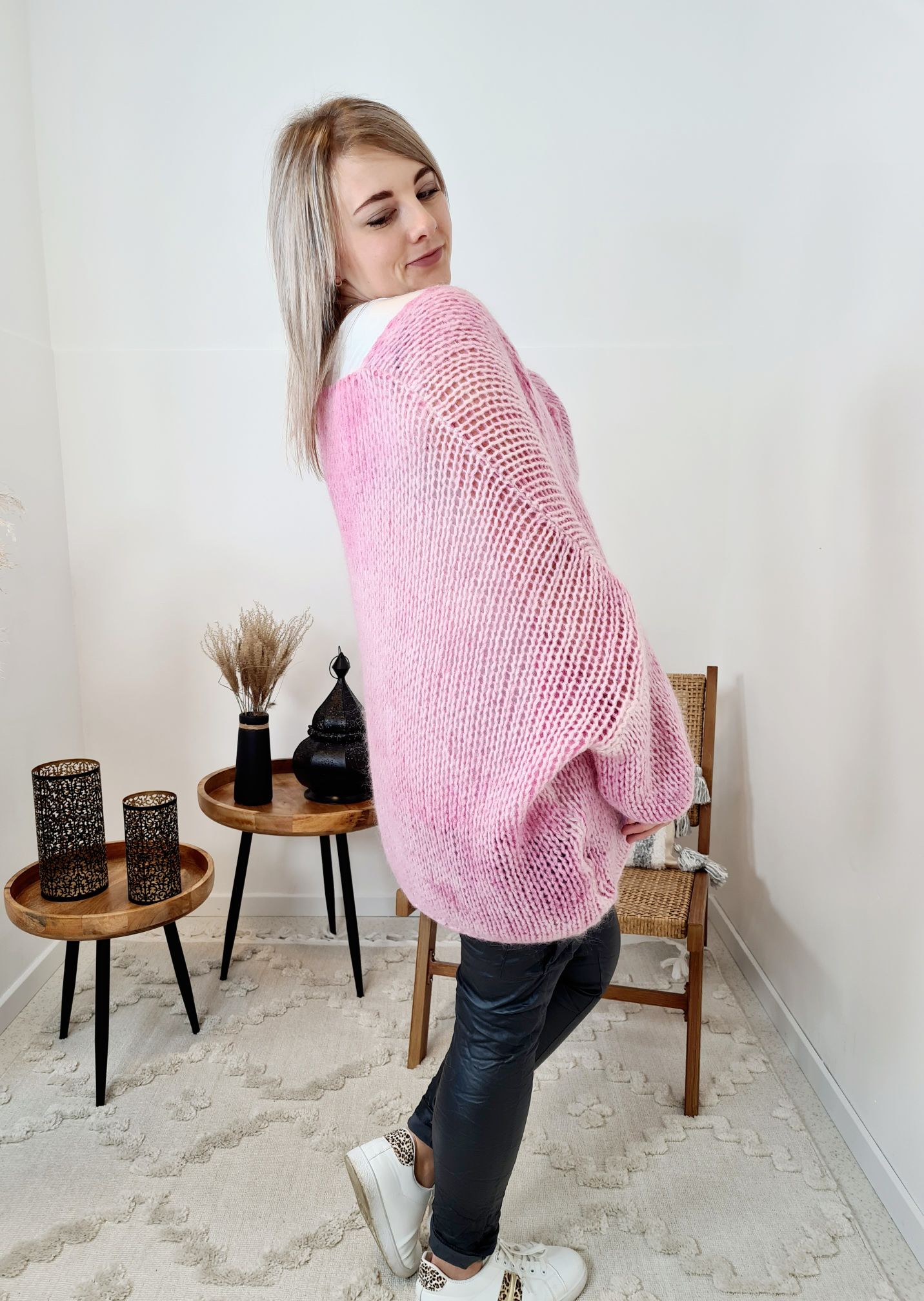 OVERSIZE KNIT SWEATER LETIZIA PINK 34-42/44 Made in Italy Grobstrickpullover Pullover OVERSIZE KNIT SWEATER LETIZIA PINK 34-42/44 Made in Italy Grobstrickpullover Pullover