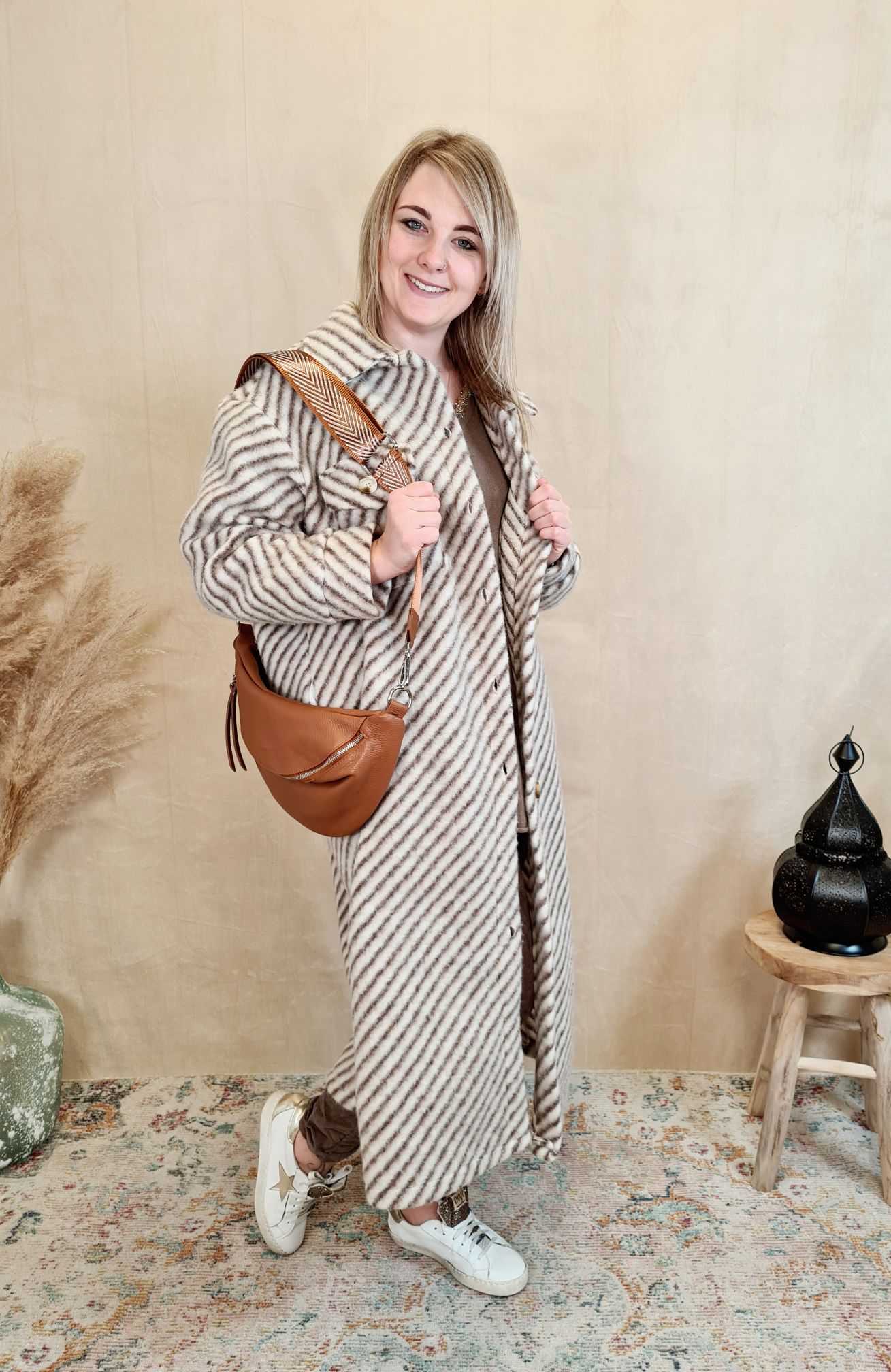 WOLL MANTEL PIA STRIPES BRAUN 36-42 Made in Italy Winter Jacke Fleece Mantel COAT WOLL MANTEL PIA STRIPES BRAUN 36-42 Made in Italy Winter Jacke Fleece Mantel COAT