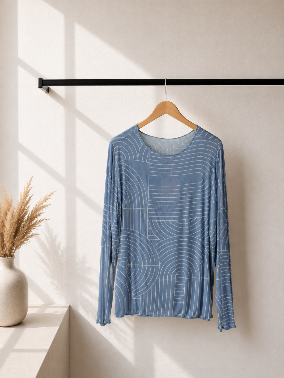 Langarmshirt Cashmere Ornamentmuster I LS0026 I Made in Italy 34-42