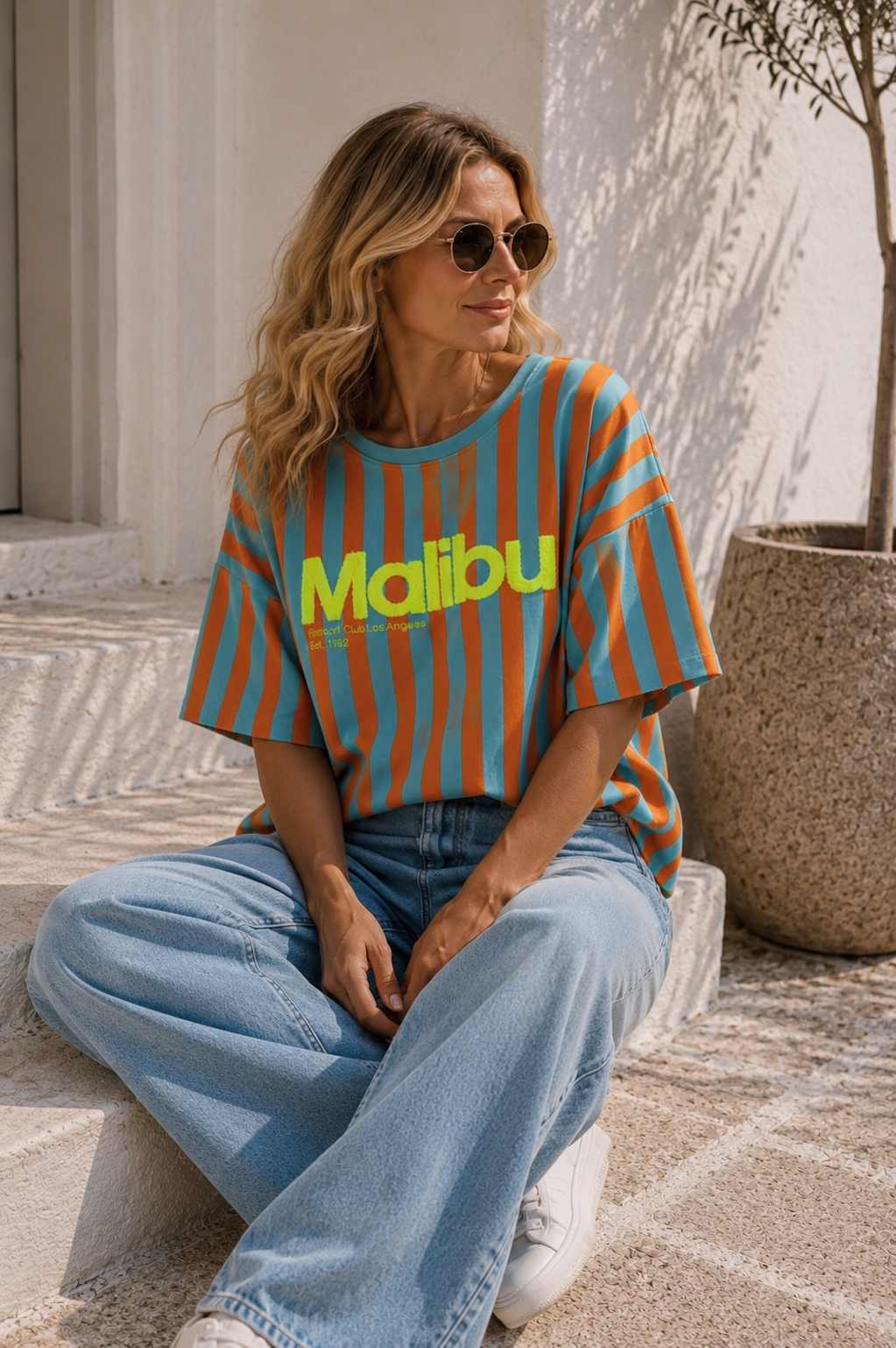 STREIFEN Sweater „MALIBU Resort Club Los Angeles“ – Made in Italy 🌴☀️ passt ca.  34-42 STRIPES