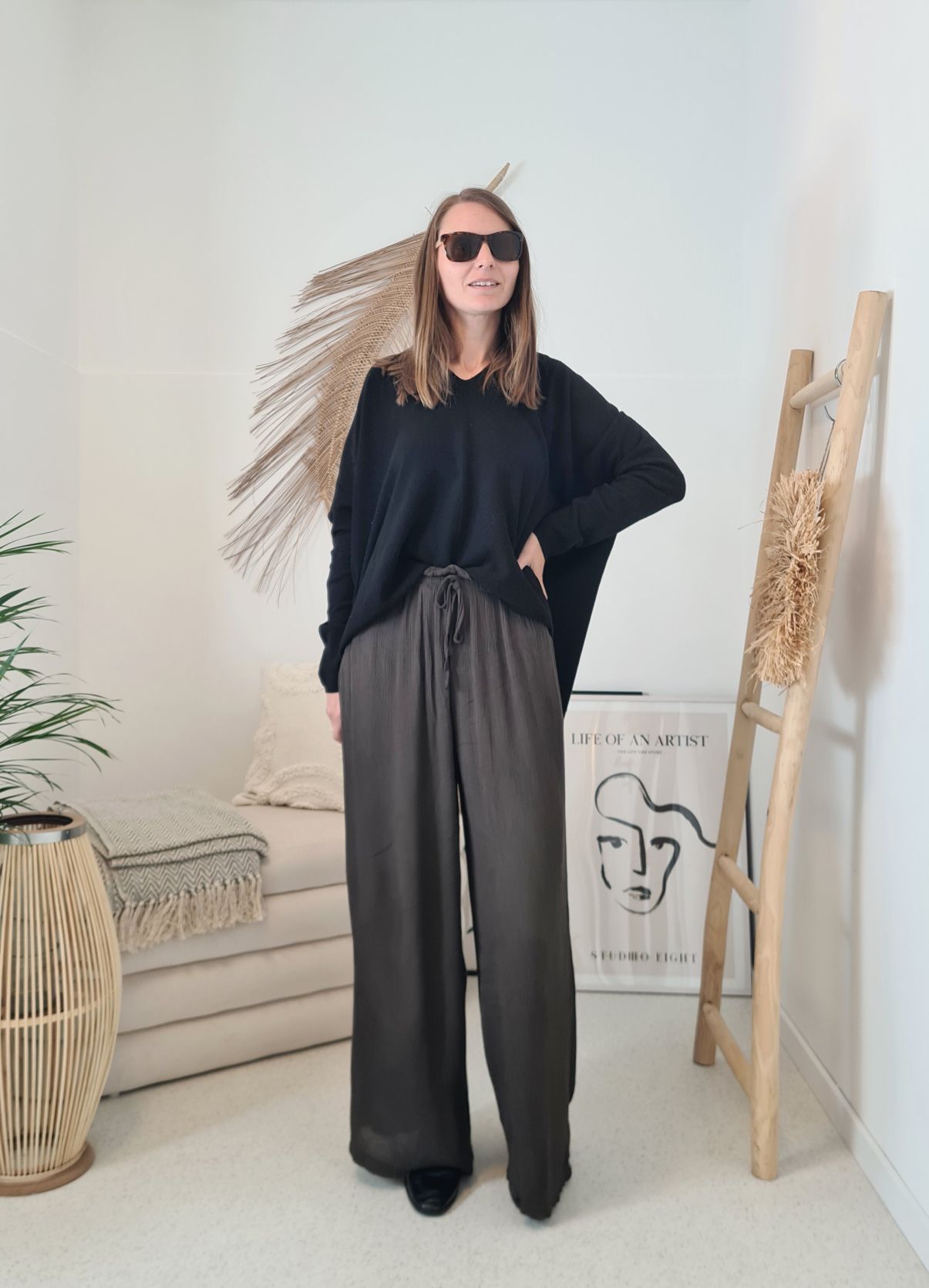 EDLE HOSE INESSA DUNKELBRAUN Viskose Hose Made in Italy Palazzohose PANT Musselin Art 34-40 EDLE HOSE INESSA DUNKELBRAUN Viskose Hose Made in Italy Palazzohose PANT Musselin Art 34-40