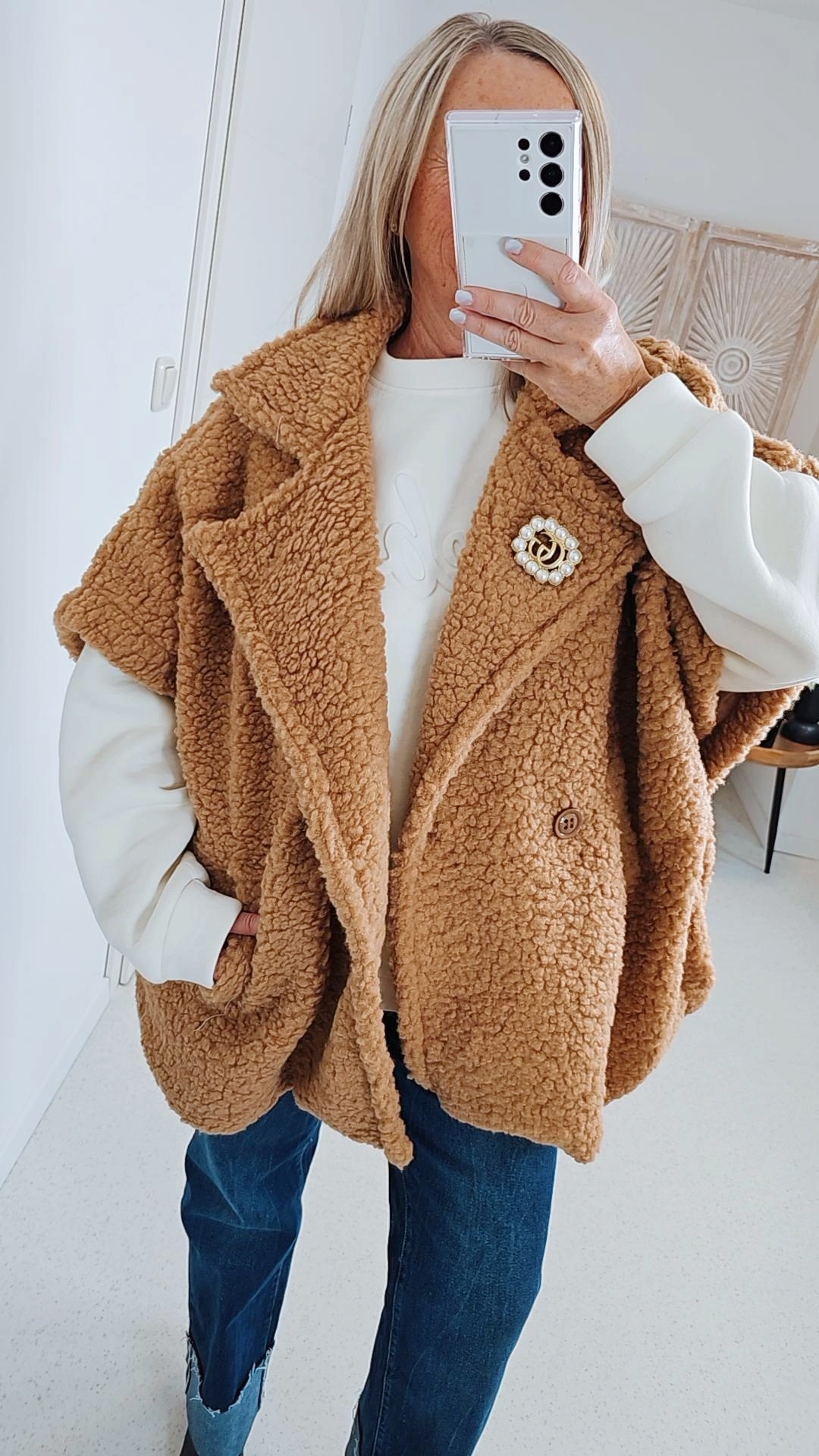 TEDDY WESTE ANNI Made in Italy 34-46/48 Mantel Jacke ärmellos COAT TEDDY WESTE ANNI Made in Italy 34-46/48 Mantel Jacke ärmellos COAT