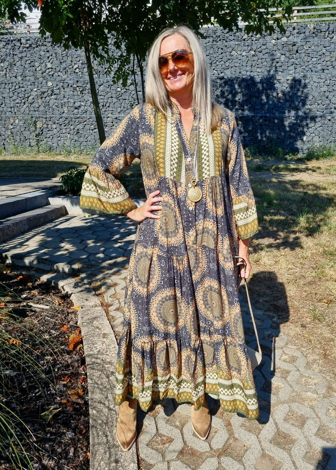 MAXI TUNIKA DRESS MICAELA BLACK KHAKI 34-42 Made in Italy langes Kleid Hängerchen Tunikakleid MAXI TUNIKA DRESS MICAELA BLACK KHAKI 34-42 Made in Italy langes Kleid Hängerchen Tunikakleid