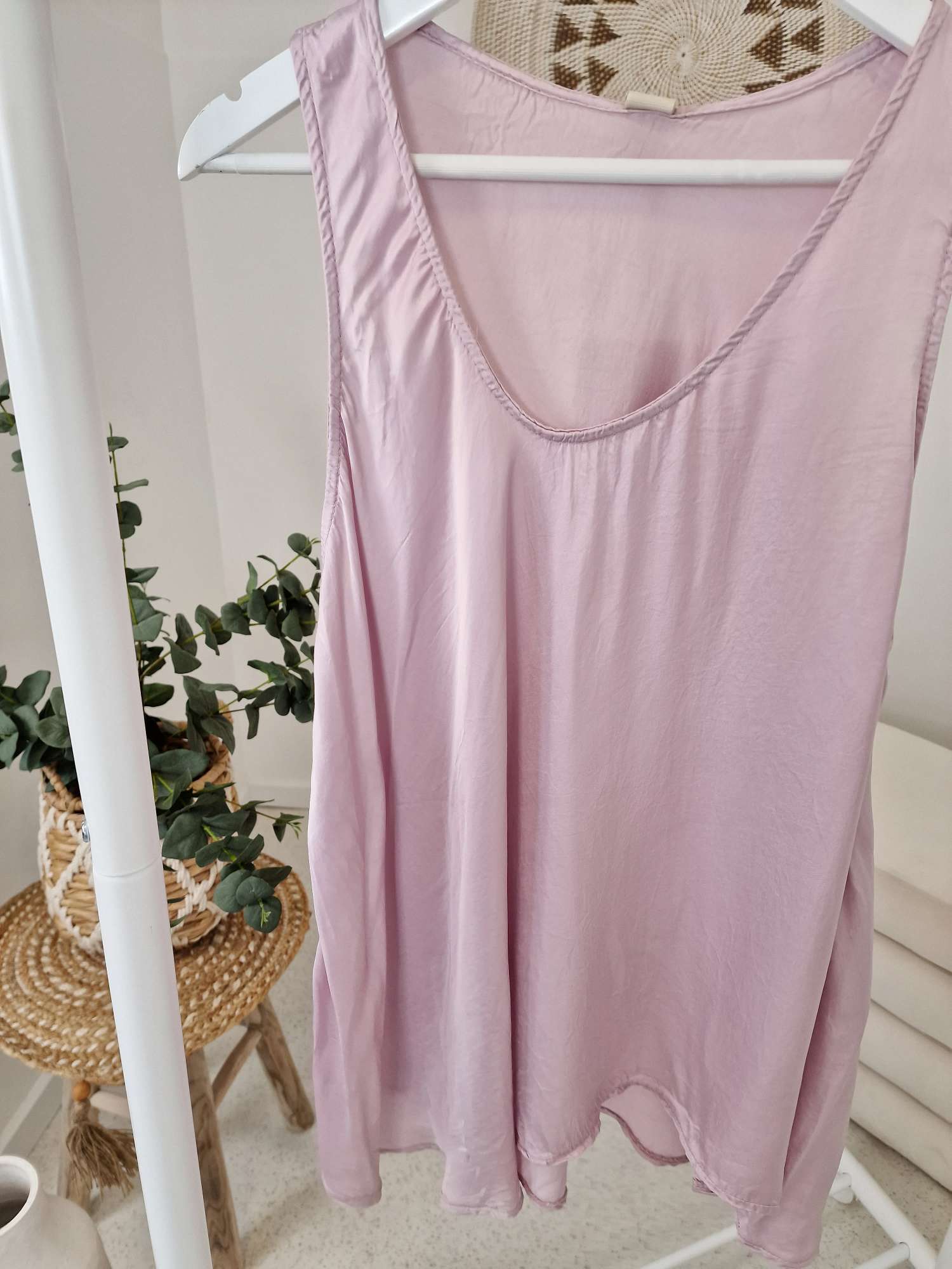 SATIN BASIC TOP NIZZA ROSE   Oversize  34-44 Made in Italy Shirt Oberteil Viskose