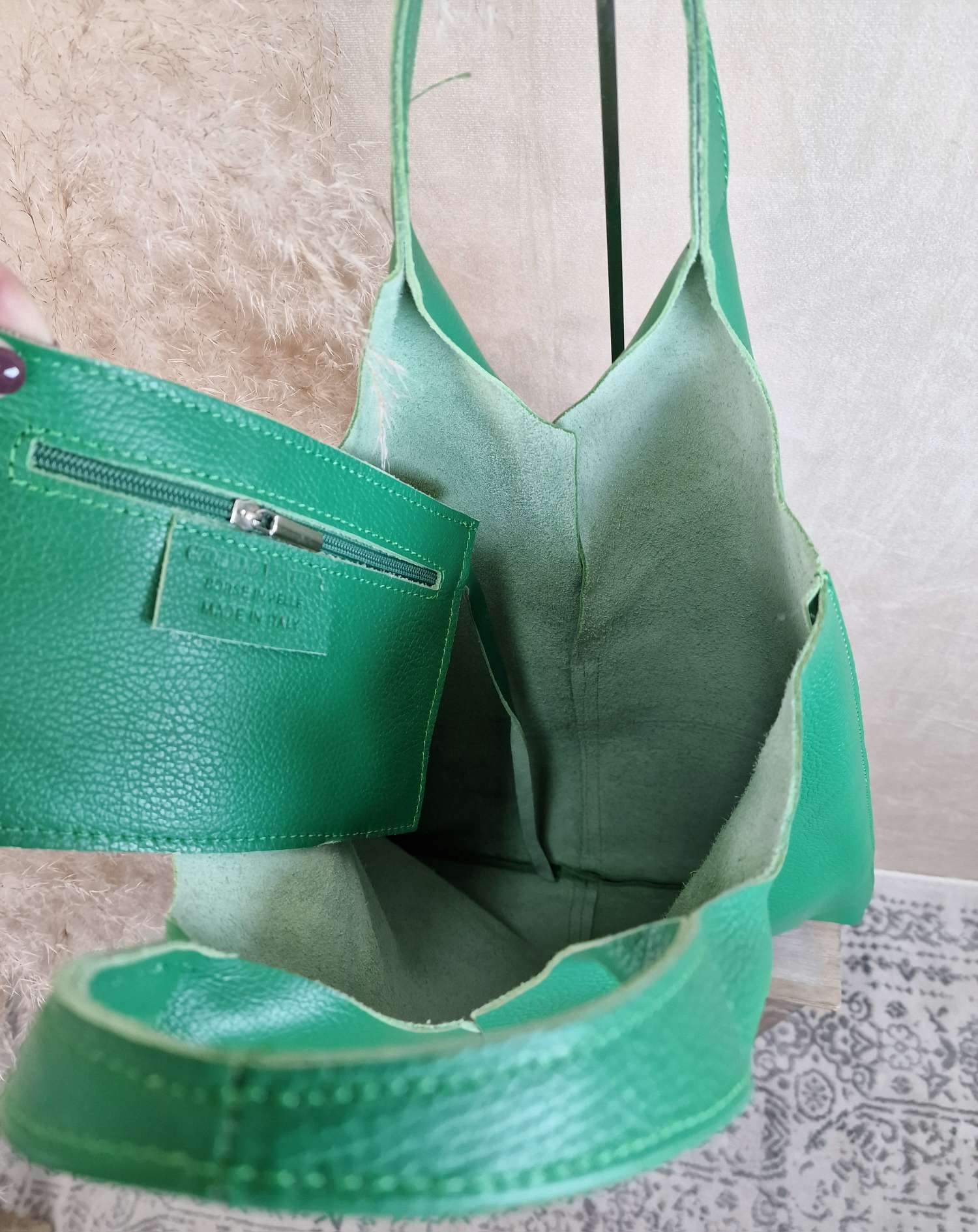 LEDER SHOPPER ADAM GRÜN Made in Italy Echtleder Tasche Schultertasche versch. Farben LEDER SHOPPER ADAM GRÜN Made in Italy Echtleder Tasche Schultertasche versch. Farben