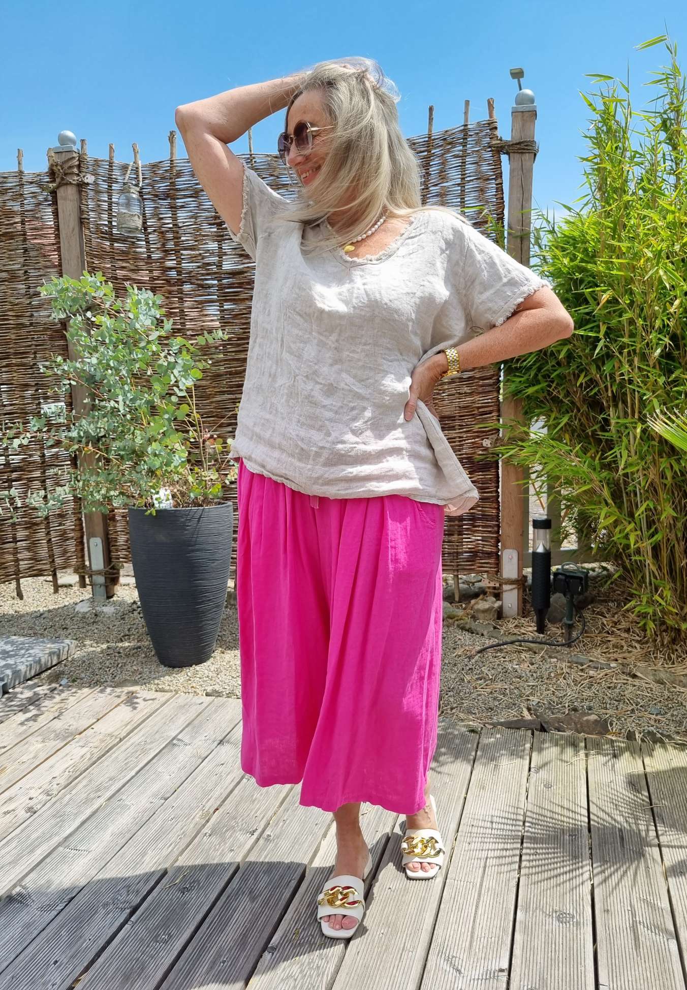LINEN JOGPANT LISA PINK 34-40 CULOTTE Made in Italy Leinen Hose PANT Sommerhose Hosenrock LINEN JOGPANT LISA PINK 34-40 CULOTTE Made in Italy Leinen Hose PANT Sommerhose Hosenrock