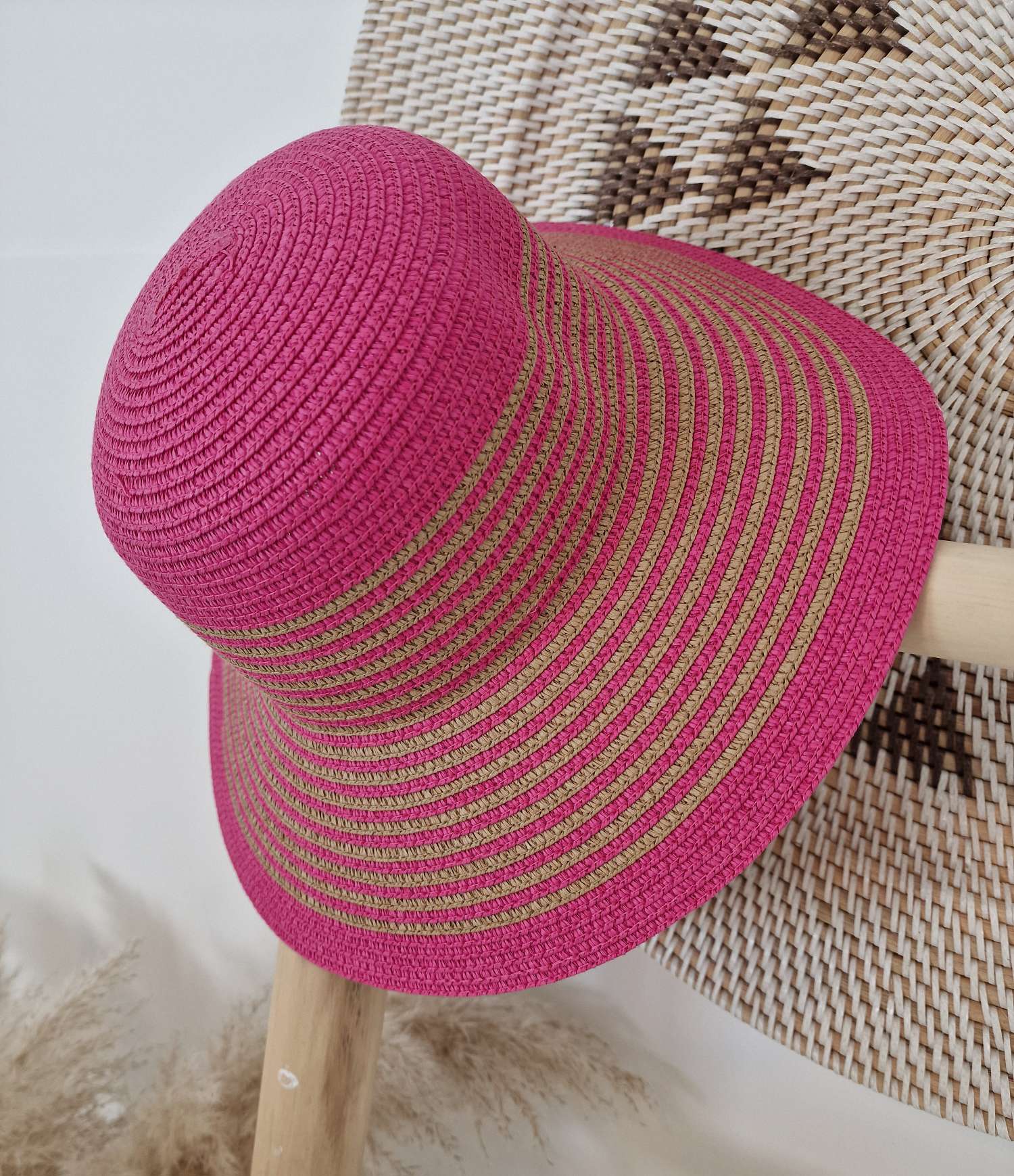 STROHHUT PEPE PINK Italy Design geflochtener Sonnenhut Sommerhut Mütze