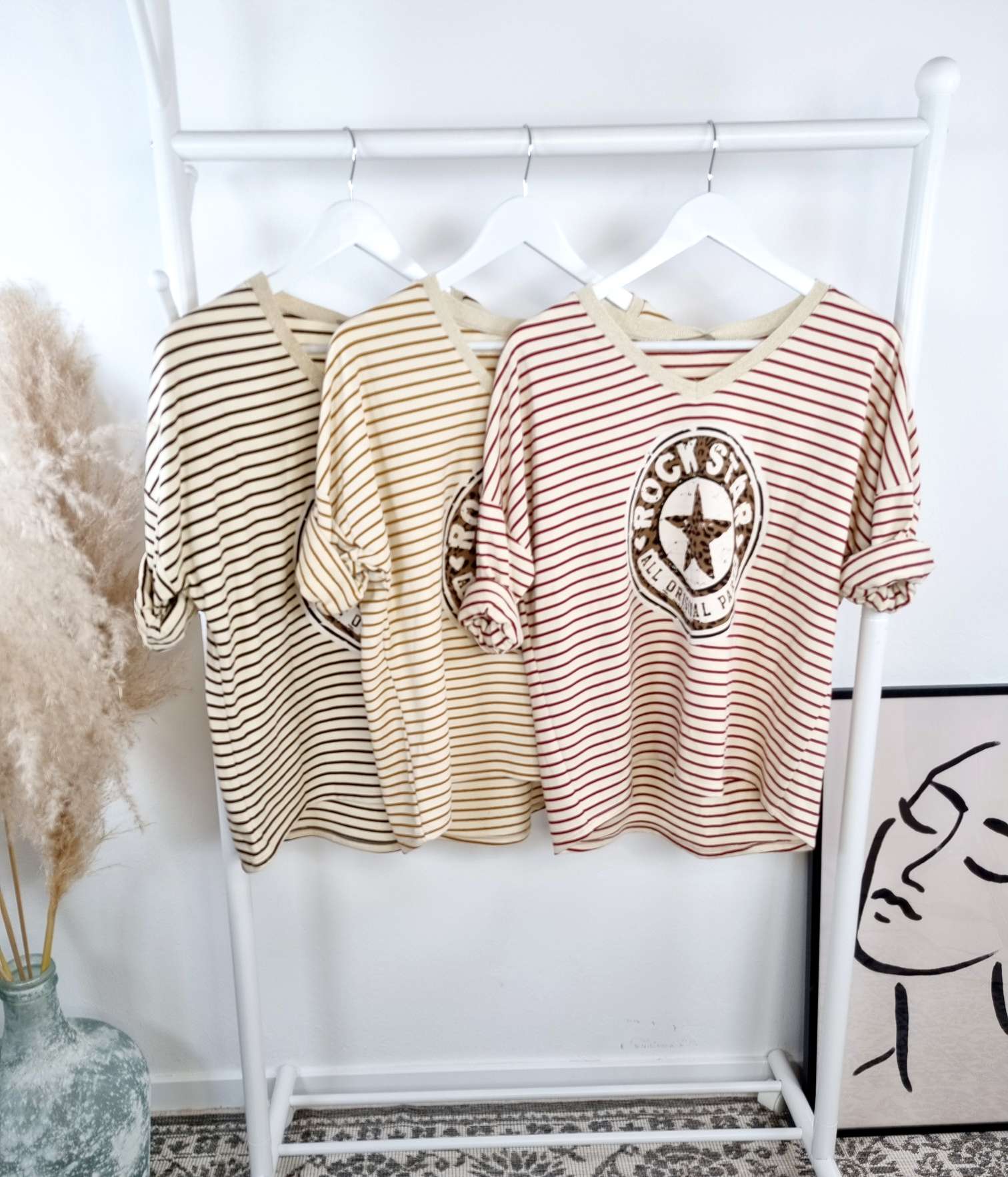 STRIPED LONGSLEEVE SHIRT LEO ROCKSTAR CAMEL 34-42 Made in Italy versch. Farben STRIPES STREIFEN STRIPED LONGSLEEVE SHIRT LEO ROCKSTAR CAMEL 34-42 Made in Italy versch. Farben STRIPES STREIFEN