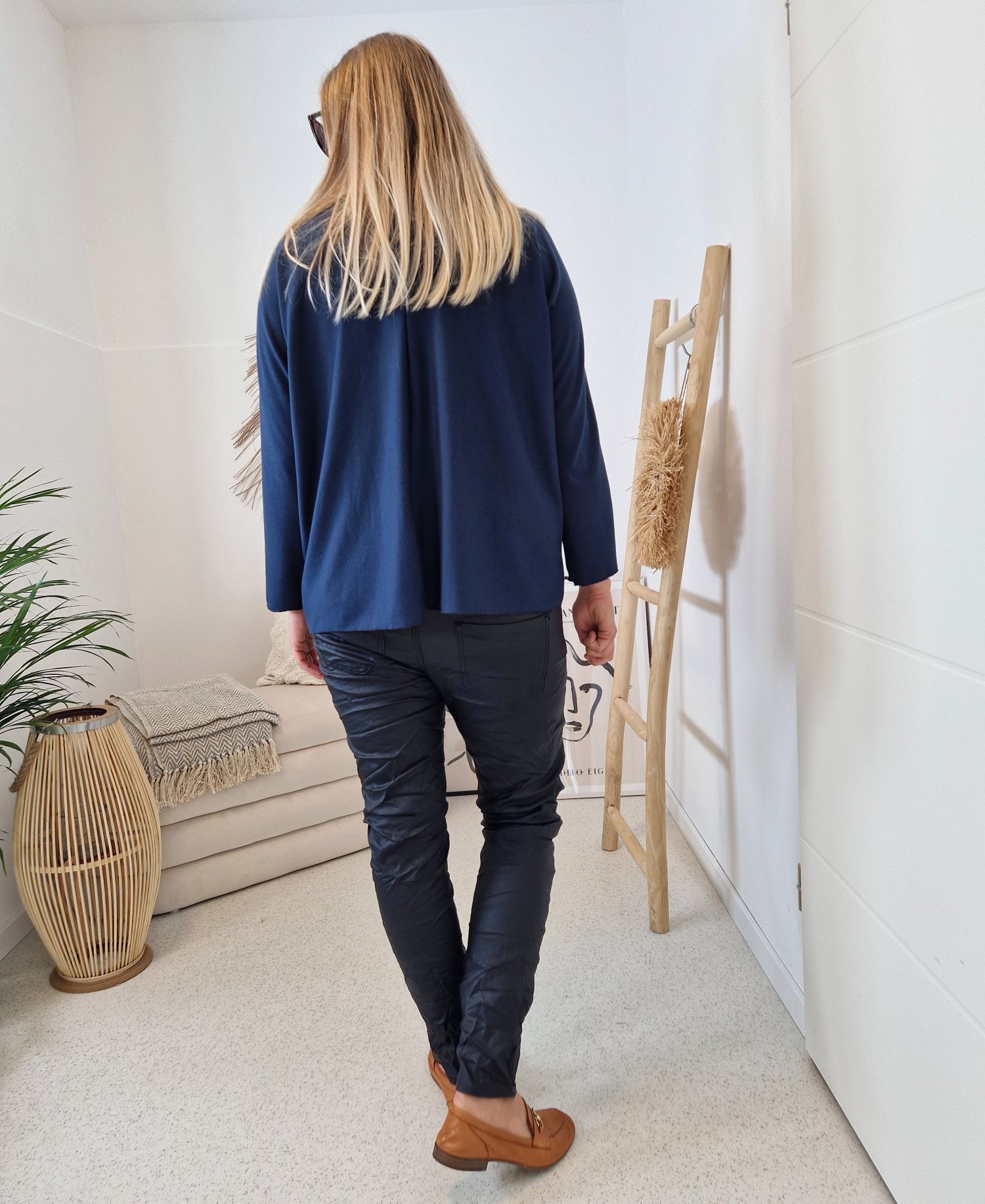 BASIC LONGSLEEVE RUBY BLAU leichter Pullover 34-42 Made in Italy Layer Shirt BASIC LONGSLEEVE RUBY BLAU leichter Pullover 34-42 Made in Italy Layer Shirt