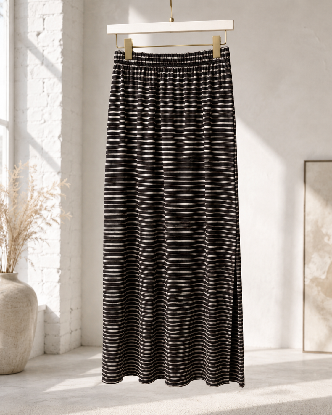 Maxirock Talea – gestreifter Lieblingsrock mit Seitenschlitzen Made in Italy 34-40/42 Skirt