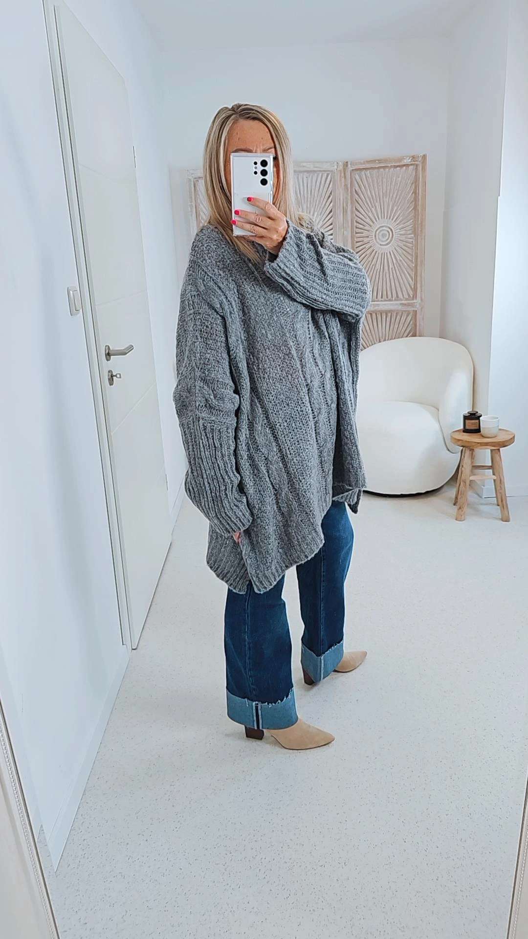 STRICKPULLOVER ZOPFMUSTER TARA Oversize Pullover Made in Italy 36 - 48/50 STRICKPULLOVER ZOPFMUSTER TARA Oversize Pullover Made in Italy 36 - 48/50