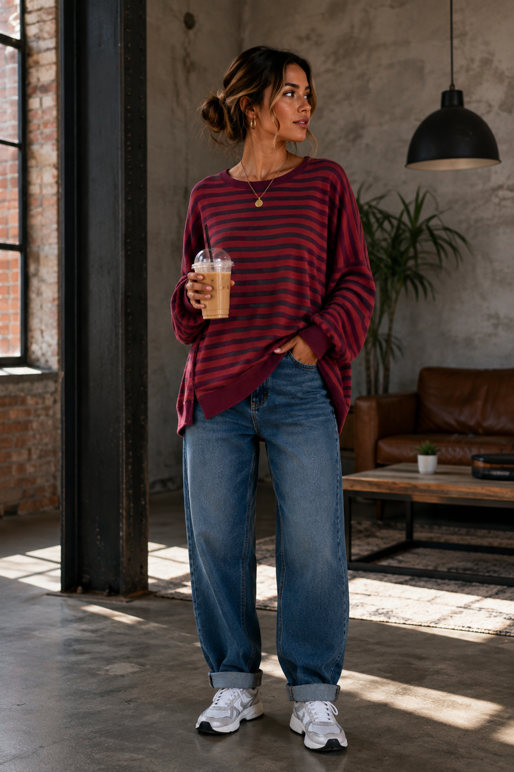 Sweater Charly mit Raw-Cut Details Stripes Made in Italy 34-44/46