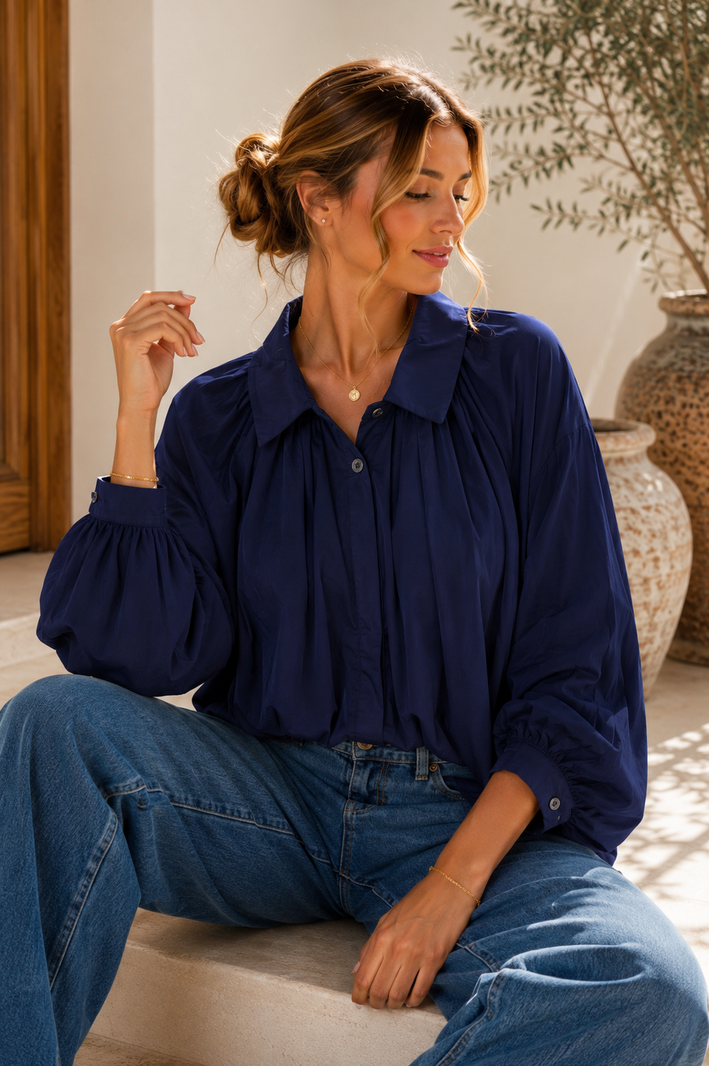 Ballonbluse „Vittoria“ – Made in Italy 🇮🇹  34-42 Basic Bluse