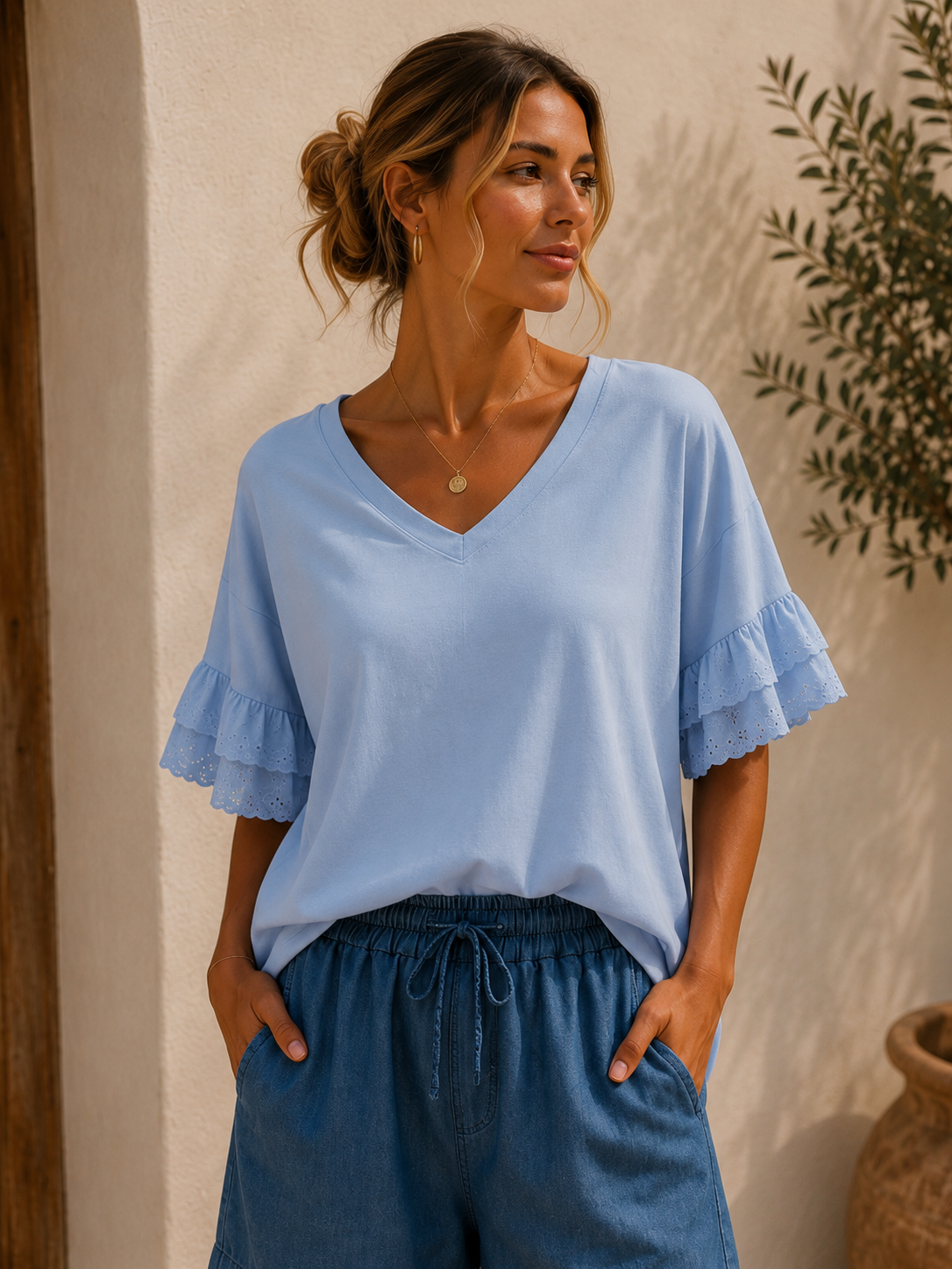 T-Shirt Maelle Rüschen Made in Itlay 34-40/42 Sommerschnapper – vom Umtausch ausgeschlossen