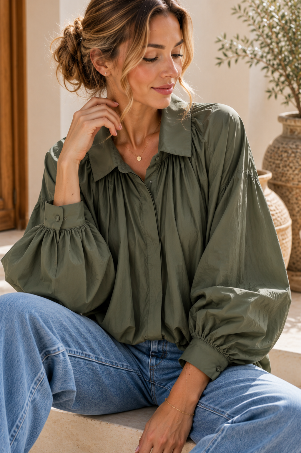 Ballonbluse „Vittoria“ – Made in Italy 🇮🇹  34-42 Basic Bluse