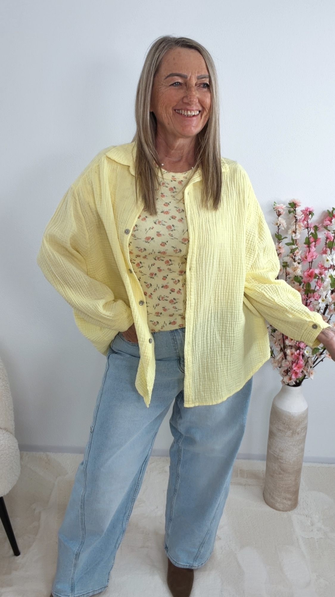 🌼 Musselin Bluse „Sunny Breeze“ UNI 34- 44/46  Made in Italy