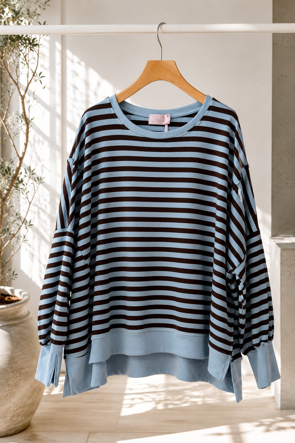 Sweater Charly mit Raw-Cut Details Stripes Made in Italy 34-44/46