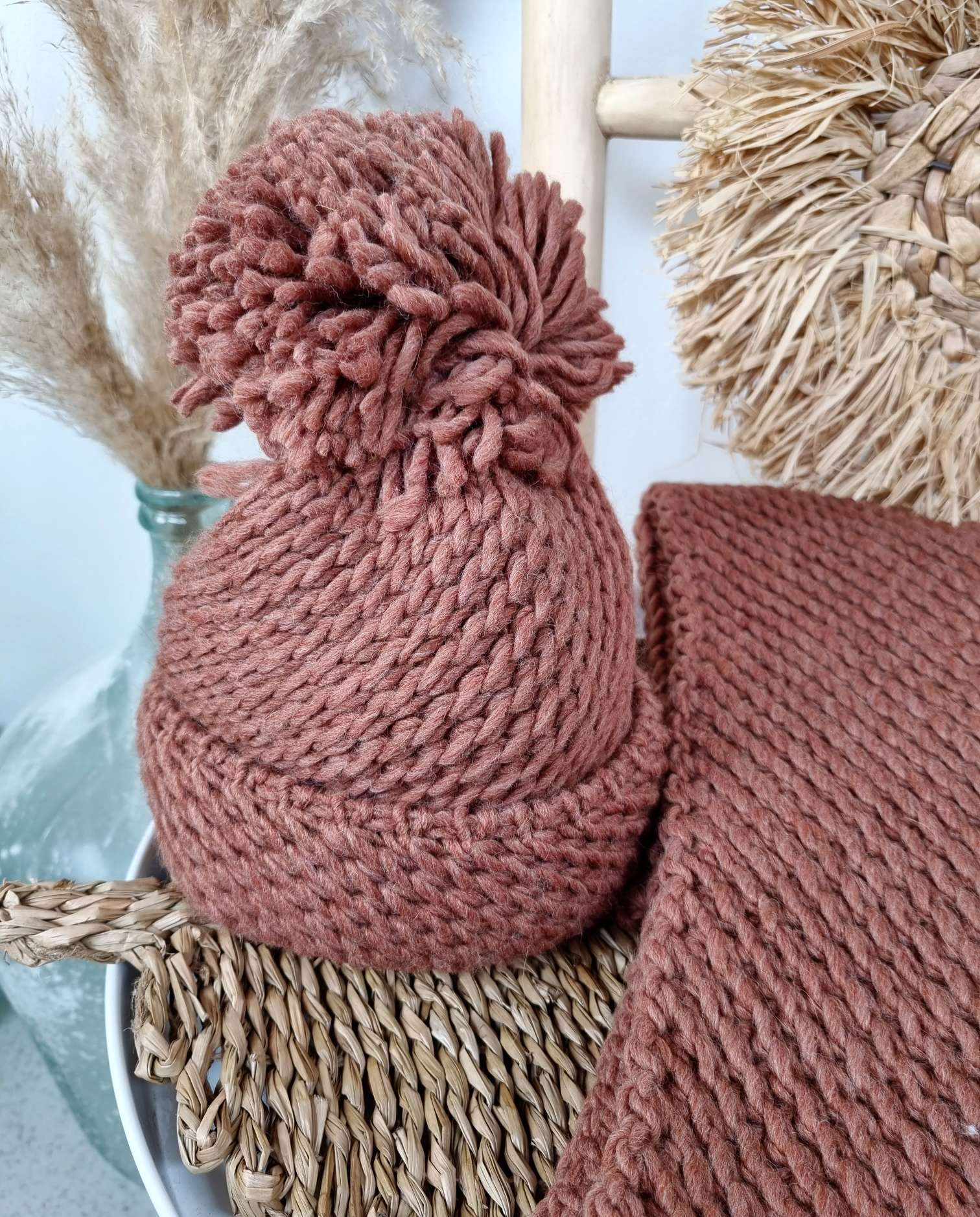 EDLE MÜTZE GIADA BOMMEL ROST Strick Hut Strick Mütze Made in Italy EDLE MÜTZE GIADA BOMMEL ROST Strick Hut Strick Mütze Made in Italy