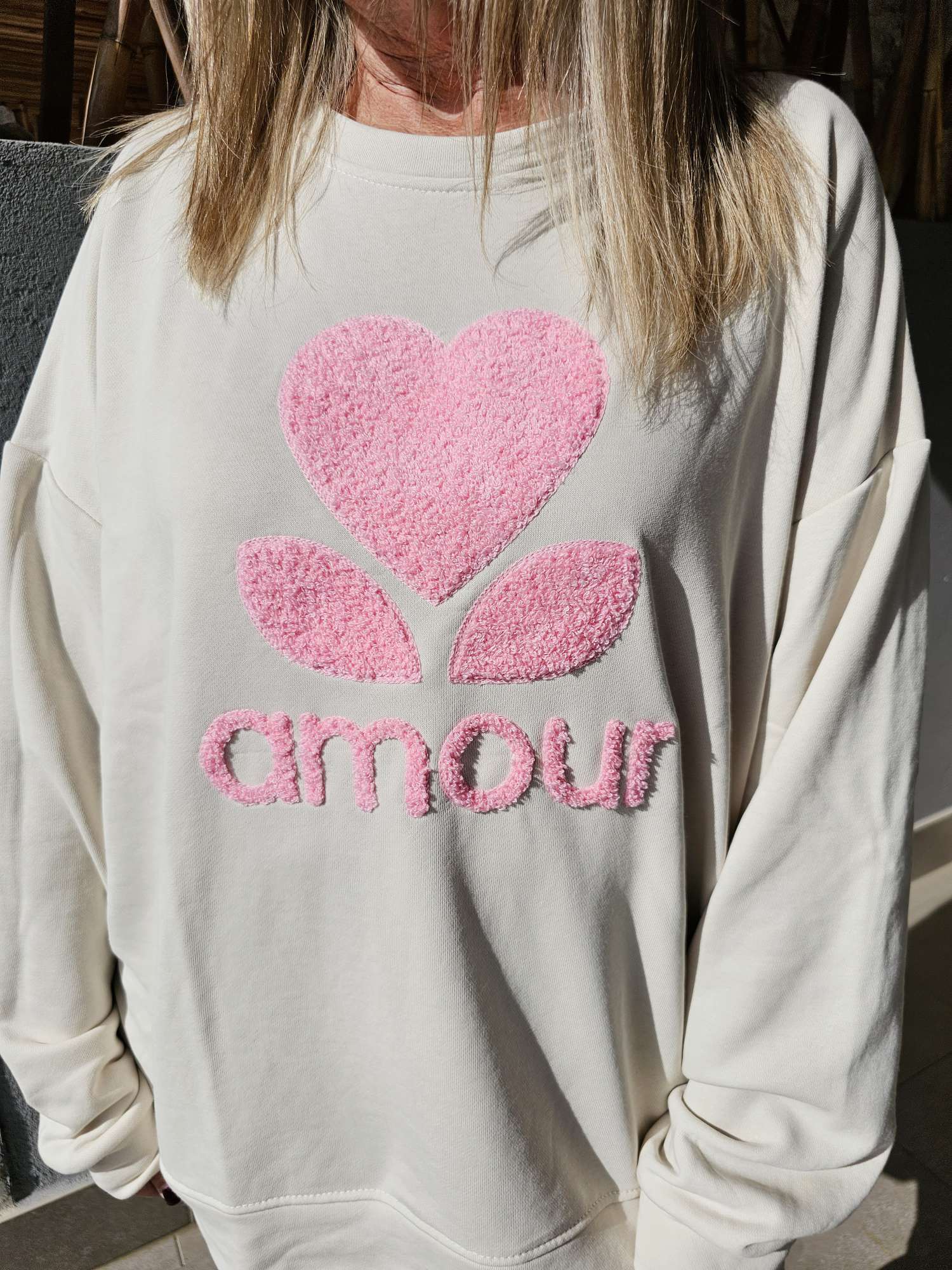 BASIC SWEATER AMOUR geflockt Made in Italy 34 - 42 BASIC SWEATER AMOUR geflockt Made in Italy 34 - 42