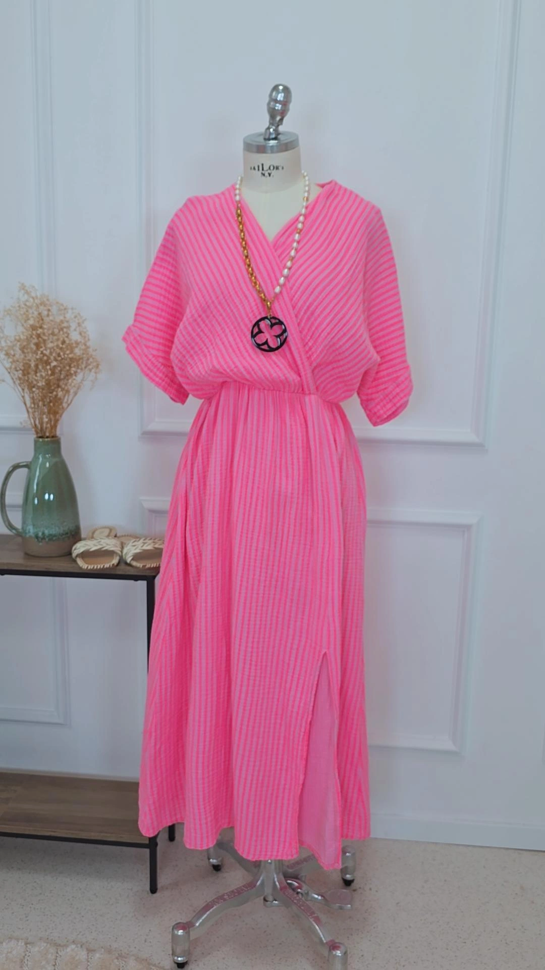 MUSSELIN KLEID WINNIE STRIPES Made in Italy 34-42 Kurzarm 