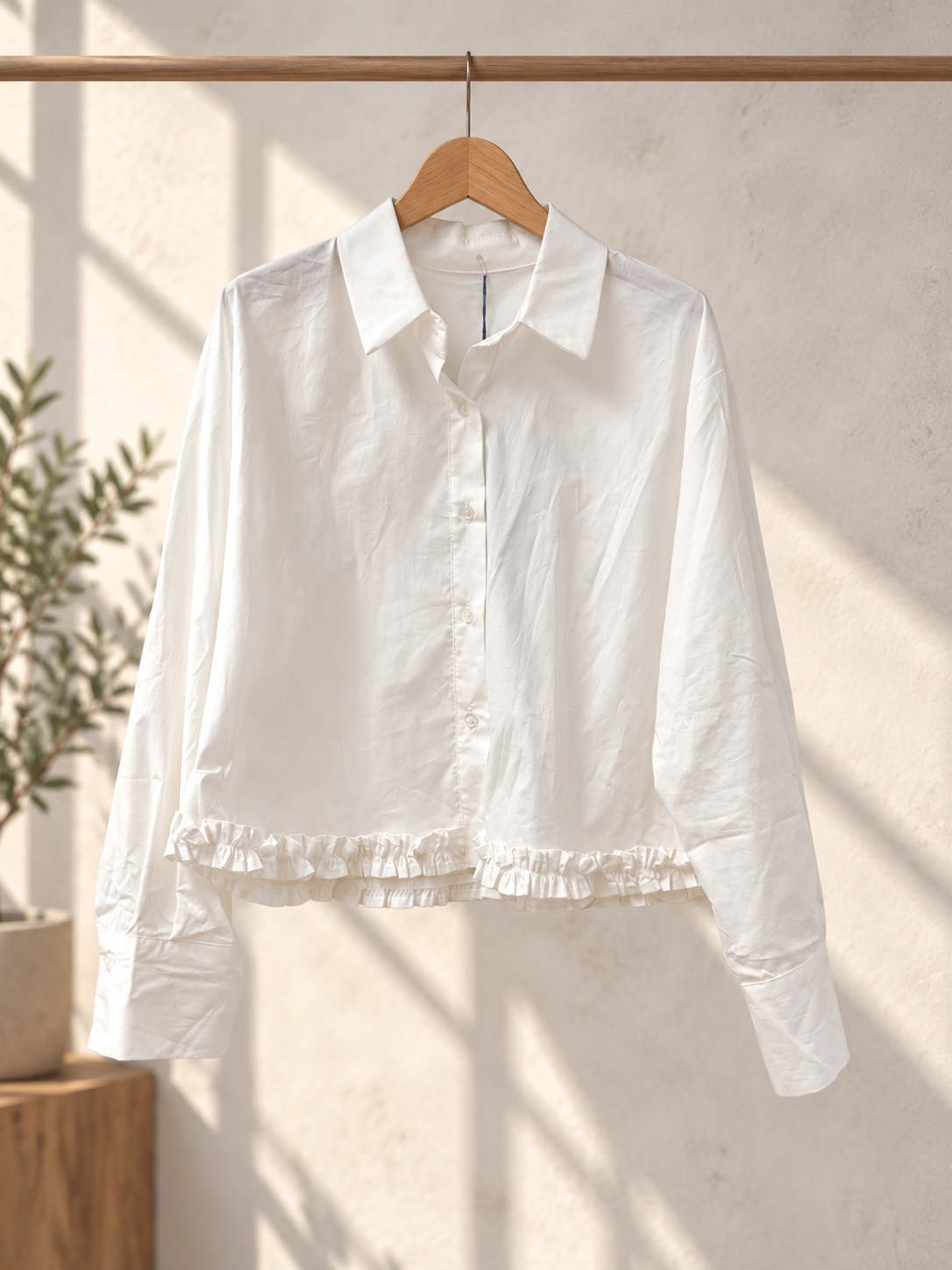 Baumwollbluse mit Rüschen I B0052 I Made in Italy 34-40