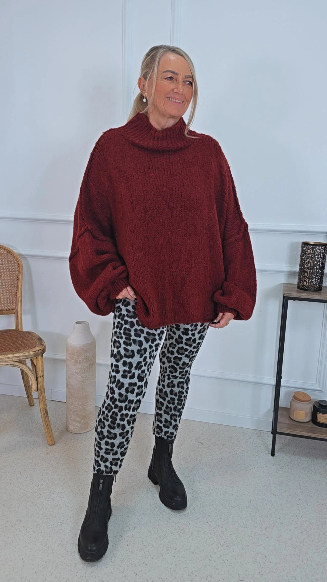 COZY KNIT SWEATER SCARLETT Made in Italy 34-48 OVERSIZE Pullover