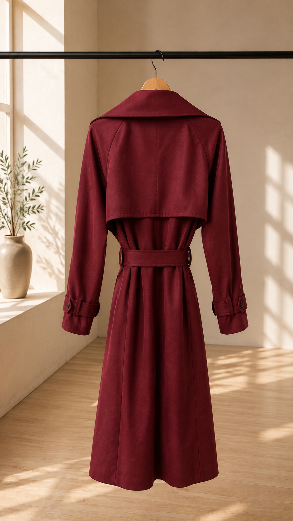 Tansania – Trenchcoat Mantel in Velourleder-Optik mit Leo-Futter | Made in Italy
