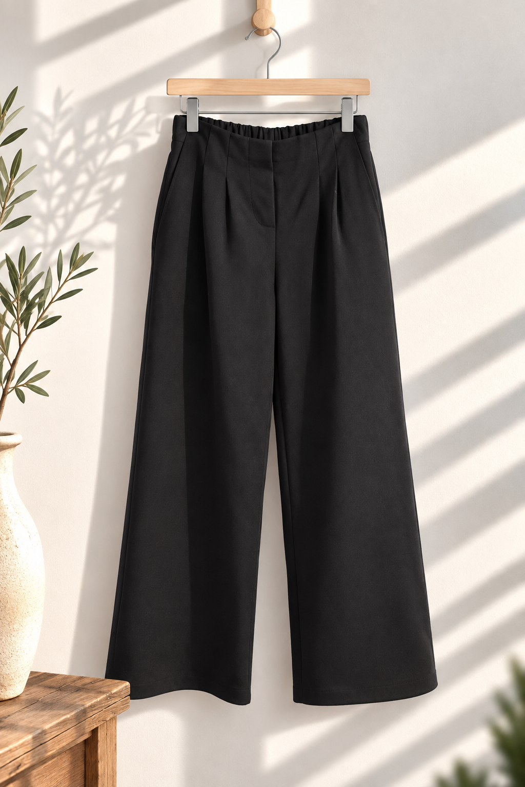 Hose Wide-Leg Butterweich mit Bundfalten HO0020 I Made in Italy 34-42/44