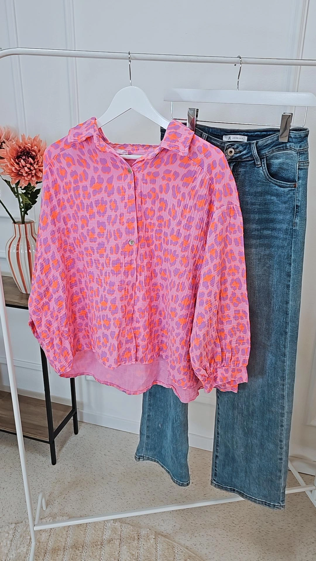 MUSSELIN BLUSE MEGAN LEO KURZ Made in Italy 34-44