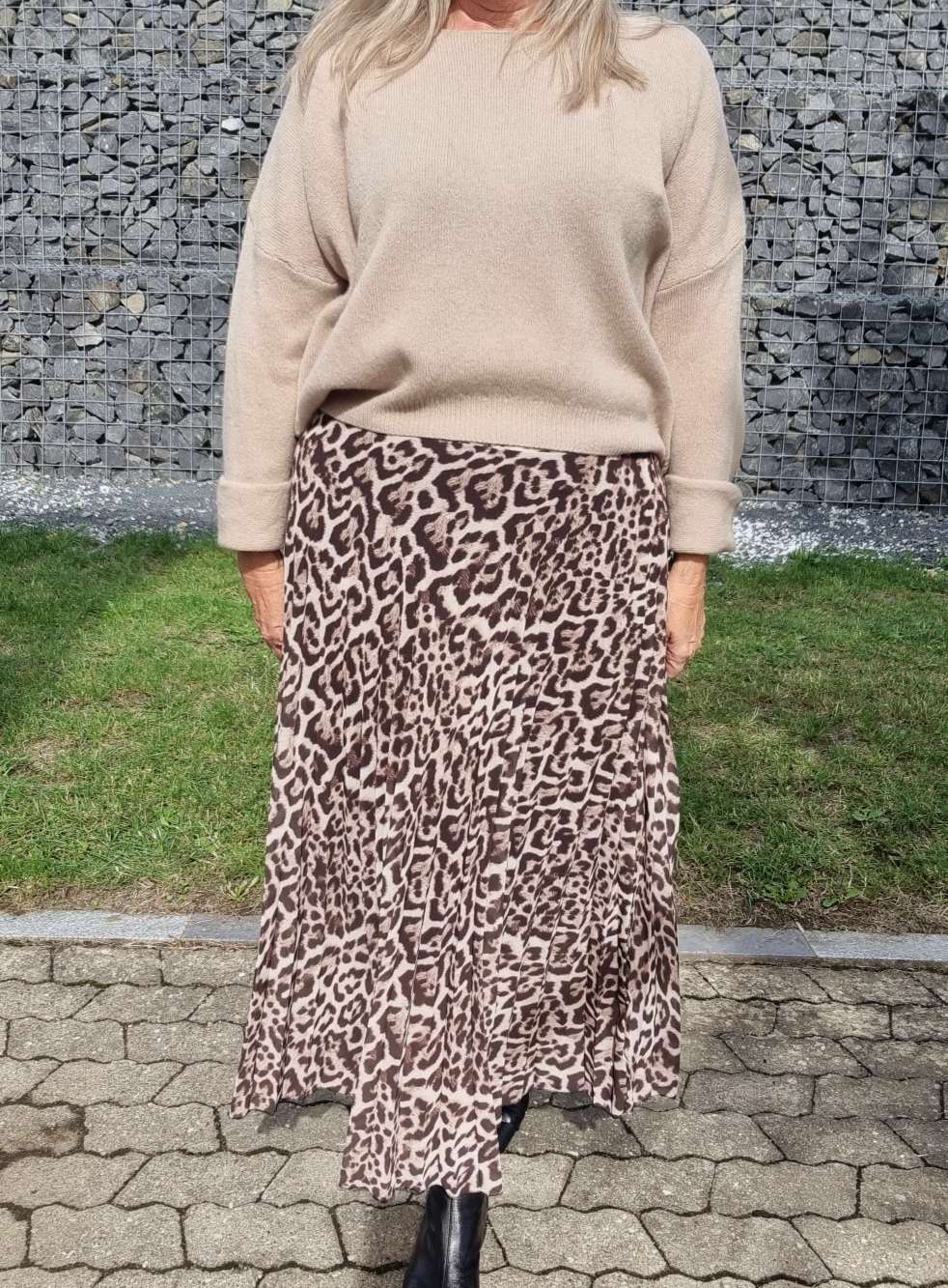 PLISSEE SKIRT SARABI LEO CREME Midi Rock Made in Italy 34-40 PLISSEE SKIRT SARABI LEO CREME Midi Rock Made in Italy 34-40