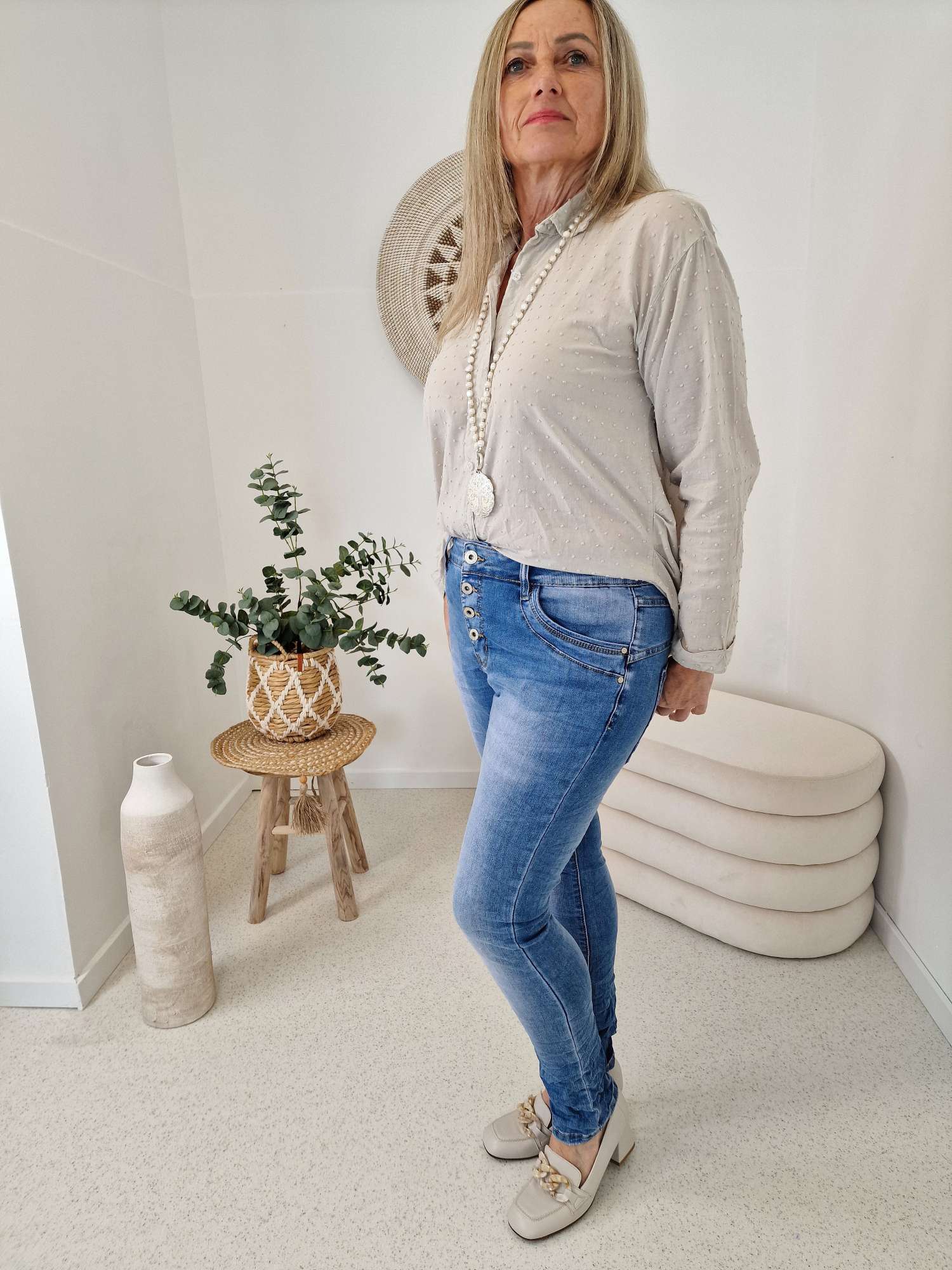 EDLE BLUSE DOTTY BEIGE 36 - kl 42 Made in Italy EDLE BLUSE DOTTY BEIGE 36 - kl 42 Made in Italy