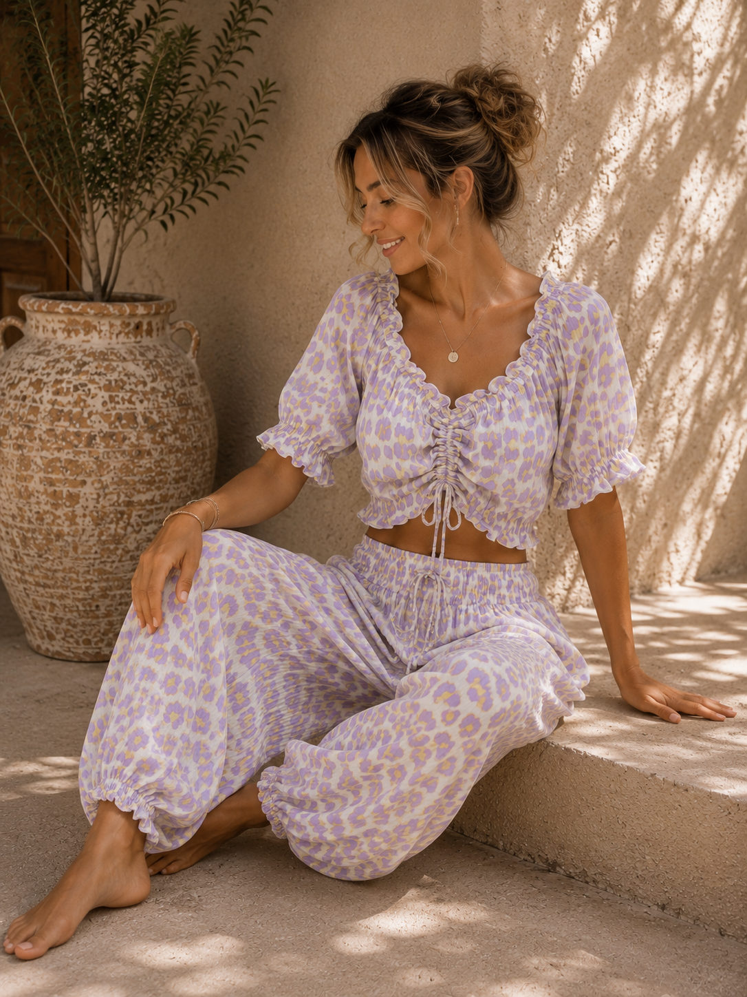 Bluse Cropped Musselin Savanna Leo Made in Italy 34-40/42