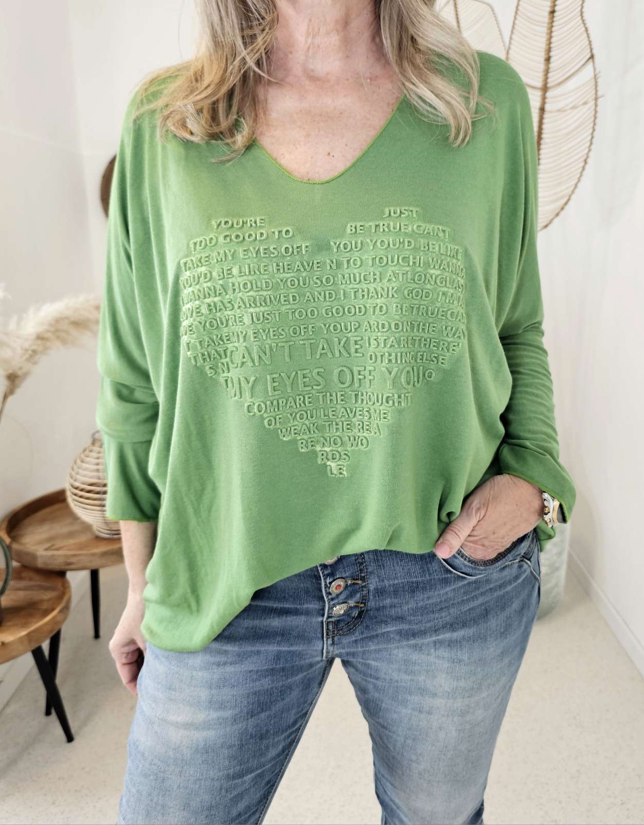 LONGSLEEVE SHIRT DARIA GRÜN 34-42 Made in Italy Langarm Pullover